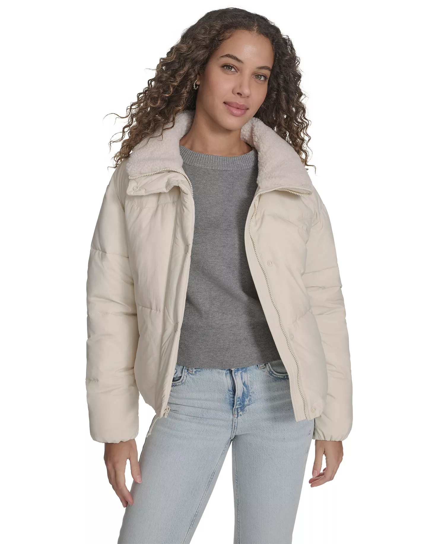 Women's Regular Western Puffer Jacket - Almond Milk - L