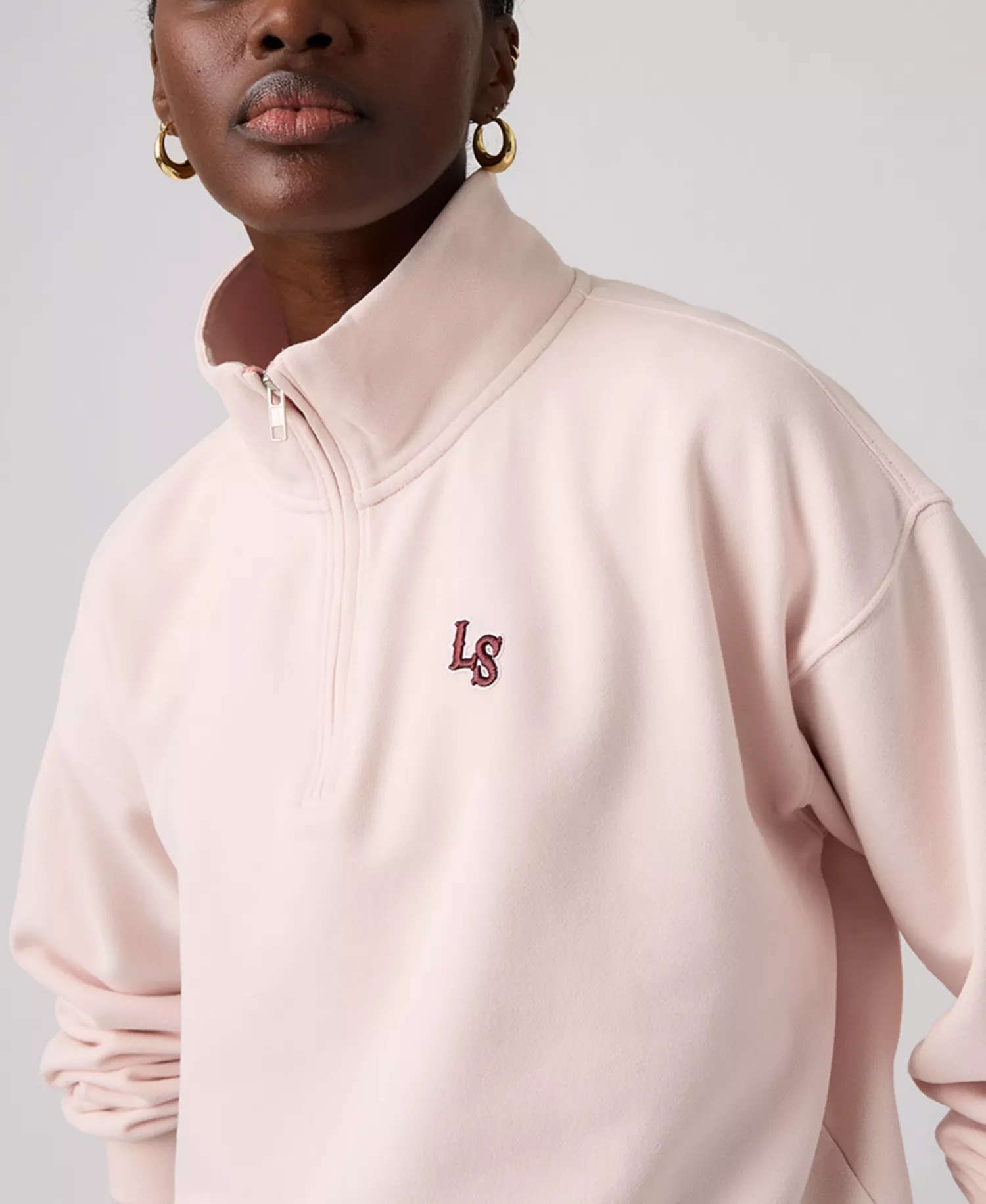 Women's Graphic Boxy 1/4-Zip Sweatshirt - Crystal pink - L