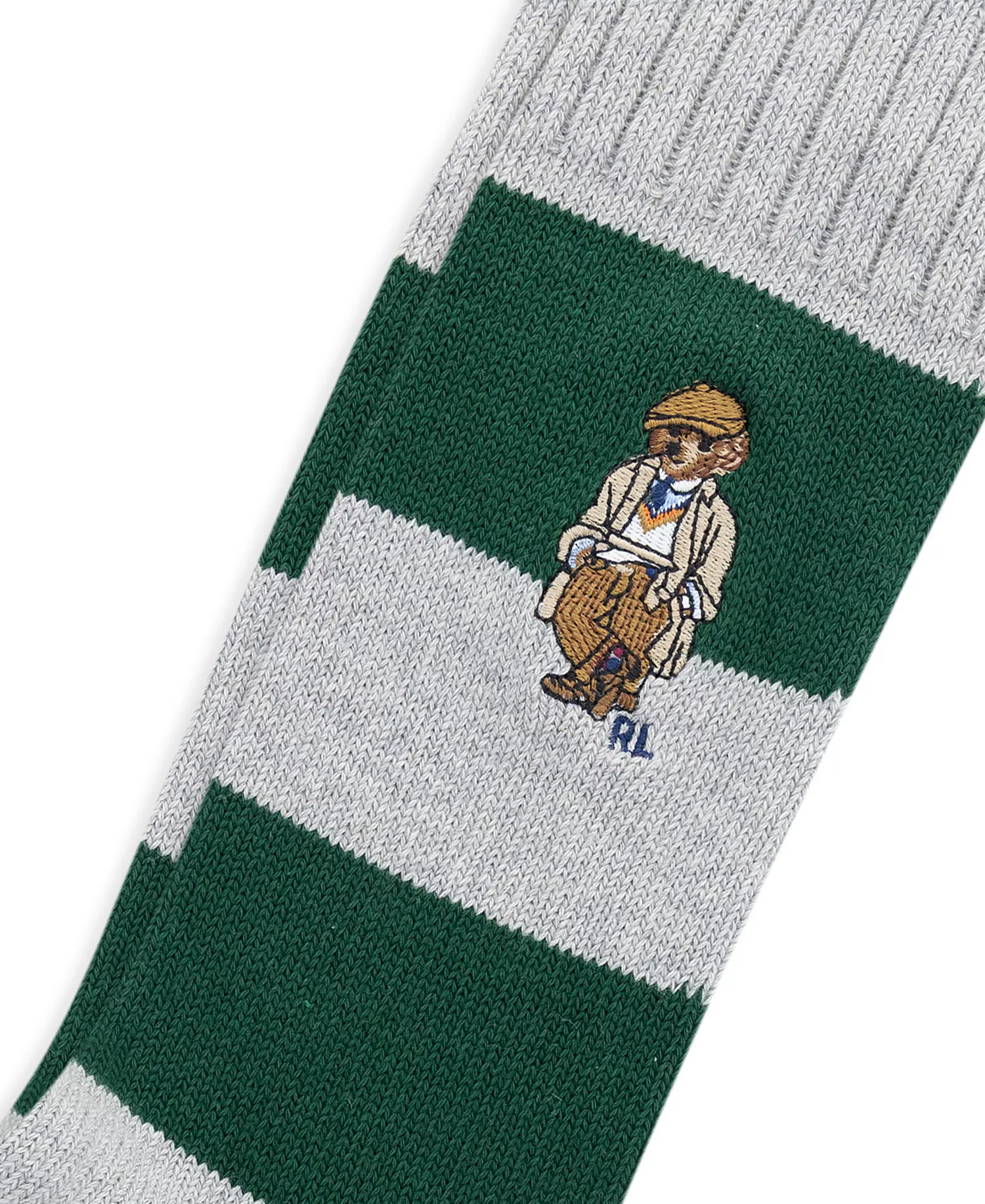 Men's Embroidered Rugby Bear Crew Socks - Gray - 7-12