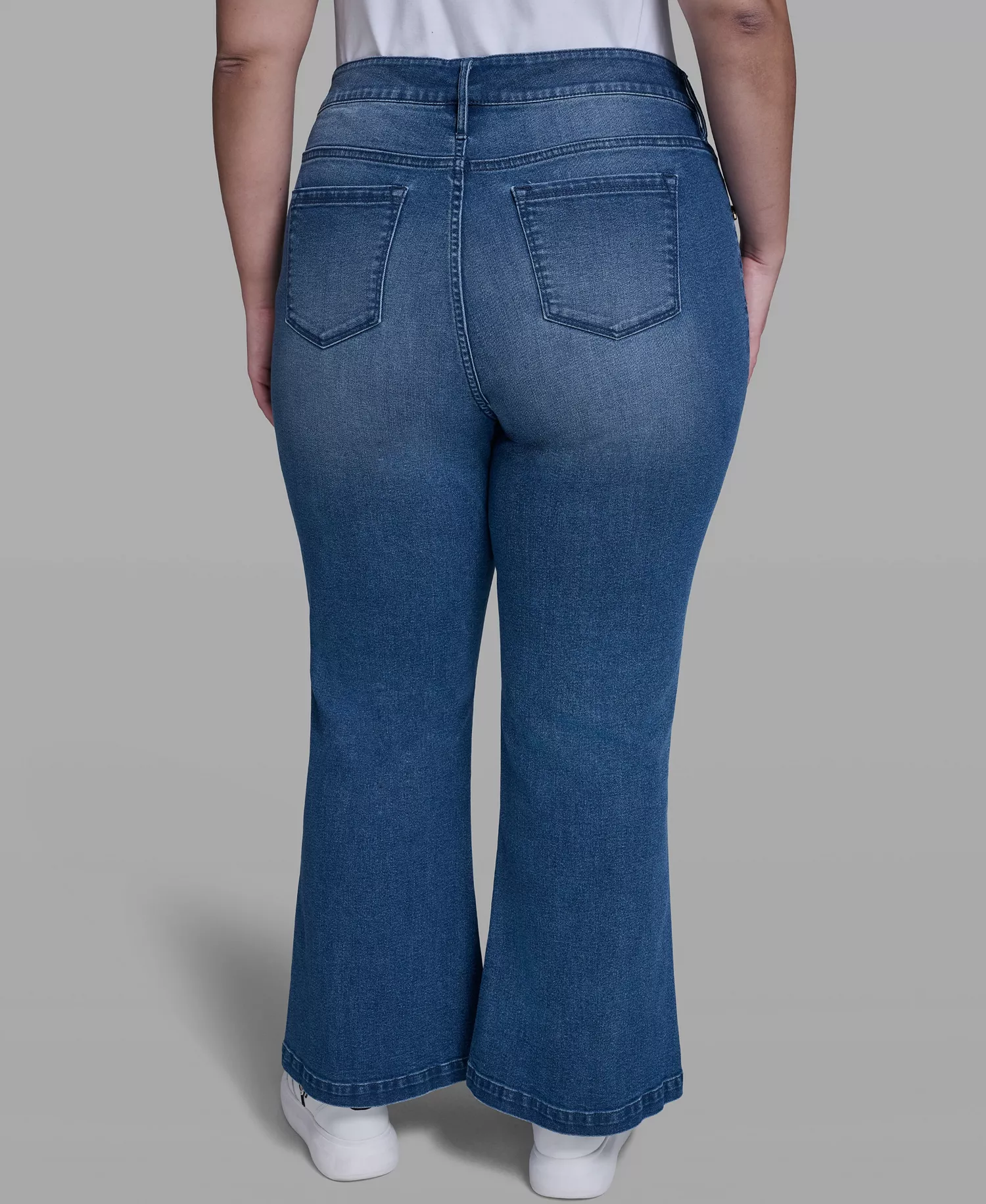 Plus Size Multi Coin Pocket Denim Jeans - Steel Blue - 14W