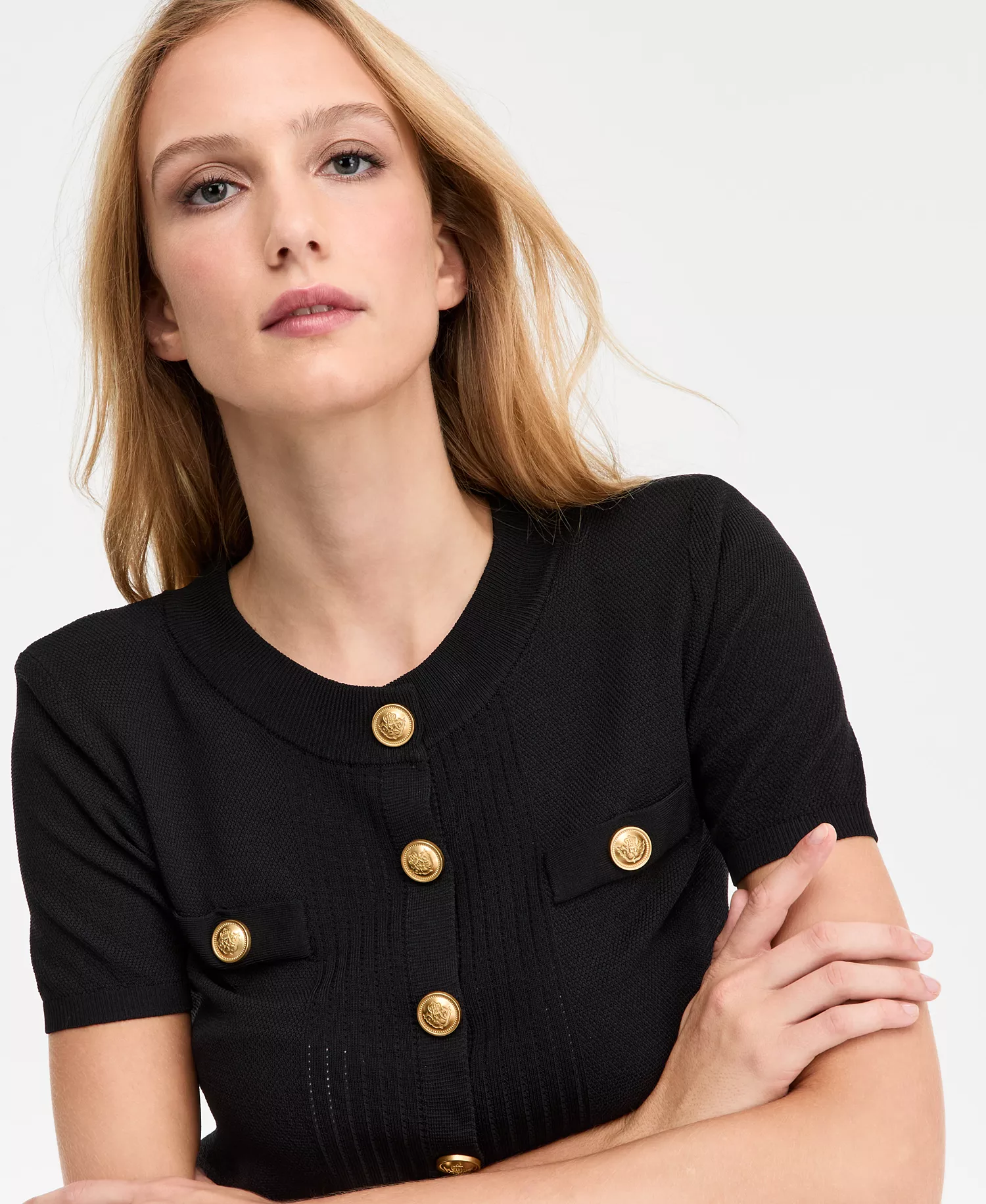 Women's Cropped Button-Front Cardigan, Macy's Exclusive - Deep Black - M