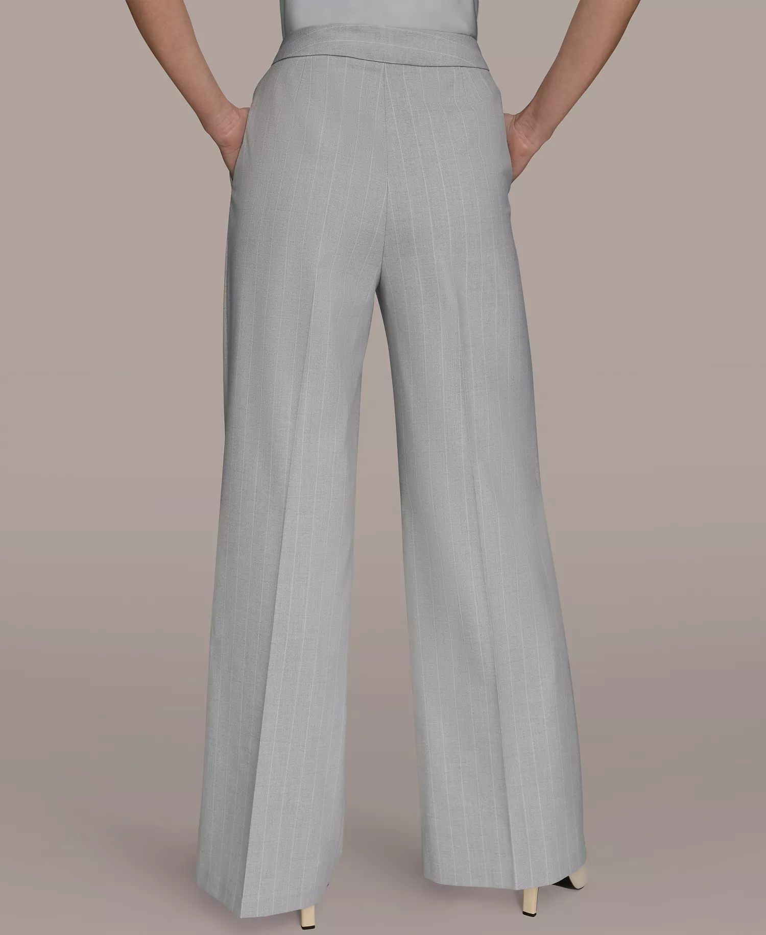 Women's Pinstripe Sleeveless Vest and Wide-Leg Pants - Vapor Multi - 0