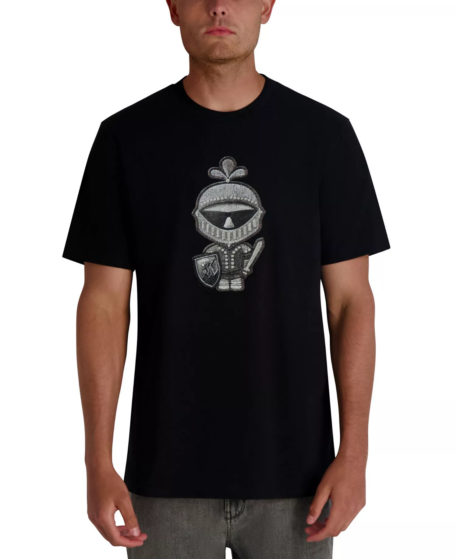 Men's Embroidered T-Shirt - Black - 2XL