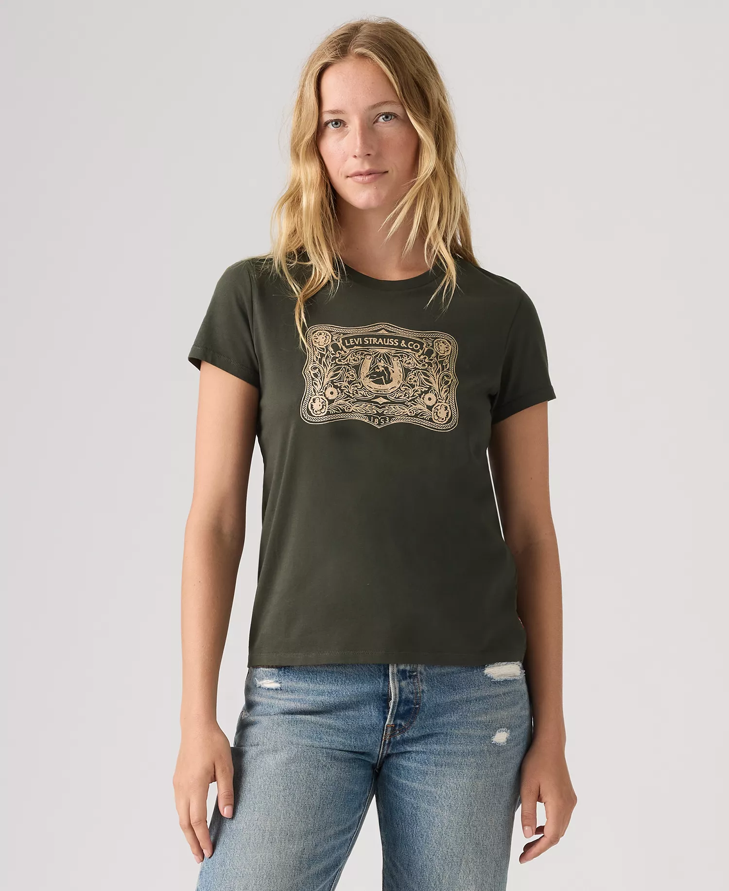 Women's Perfect Graphic Logo Cotton T-shirt - Archival Buckle Pirate Black - L