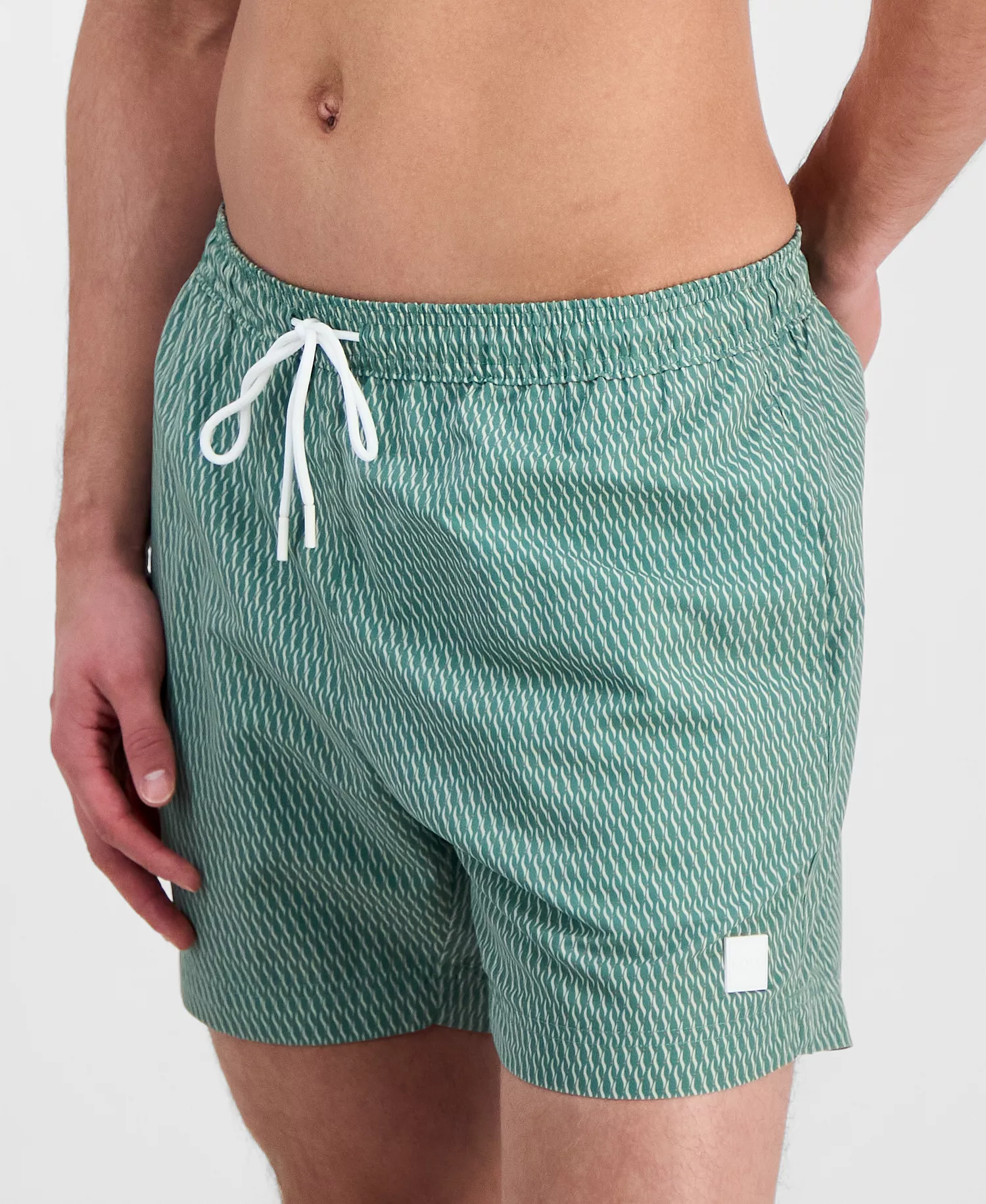 BOSS by Men's Squiggle Print 5" Swim Trunks - Green - 2XL