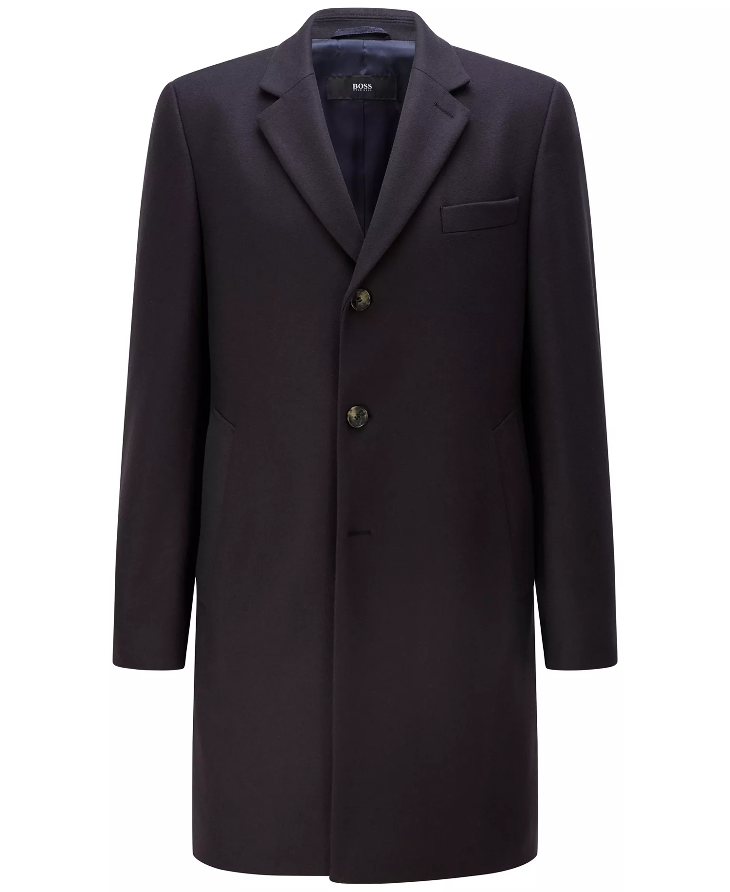 Men's Slim-Fit Formal Wool Coat - Dark Blue - 42R