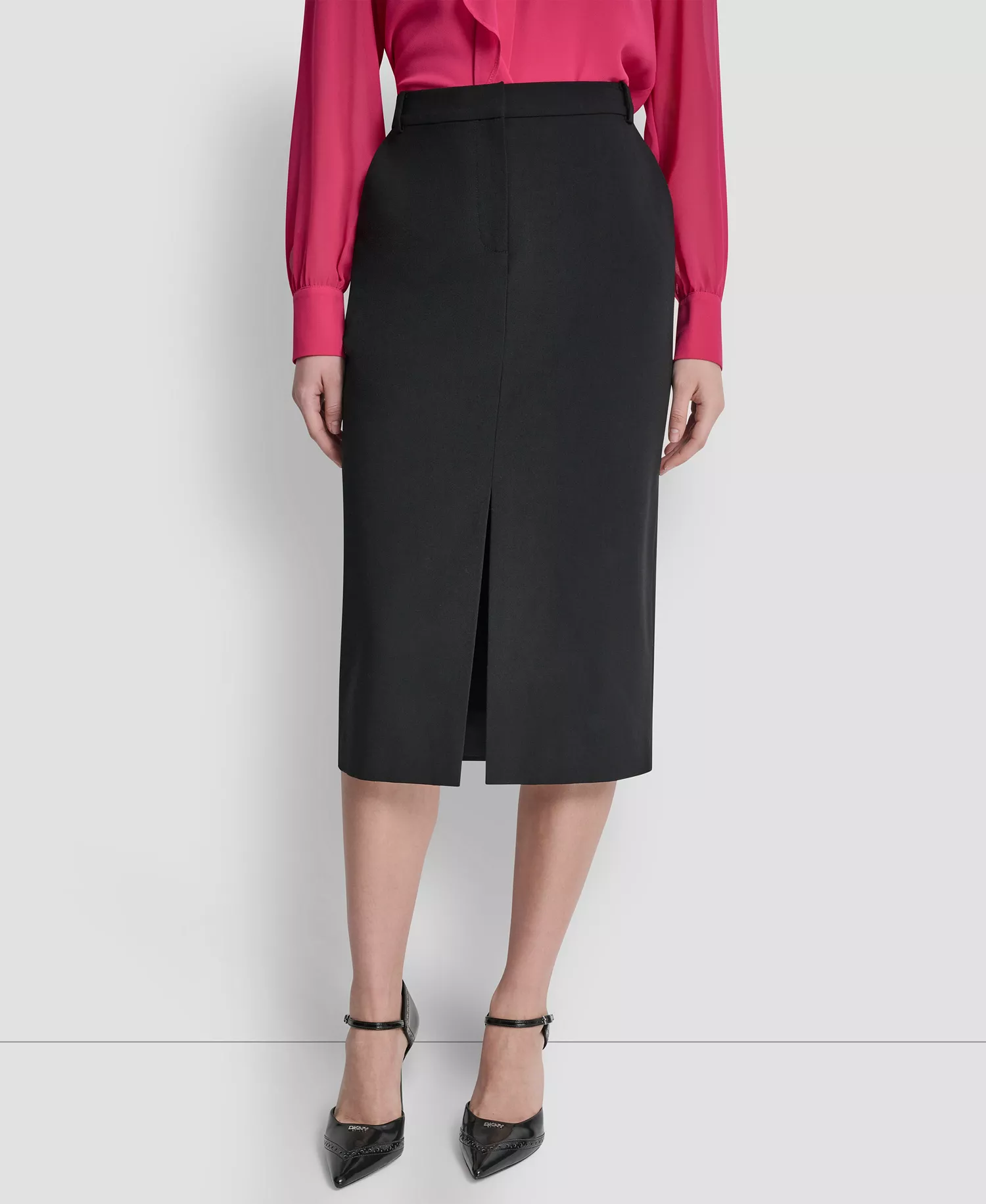 Women's Belted Midi Pencil Skirt - Black - 0