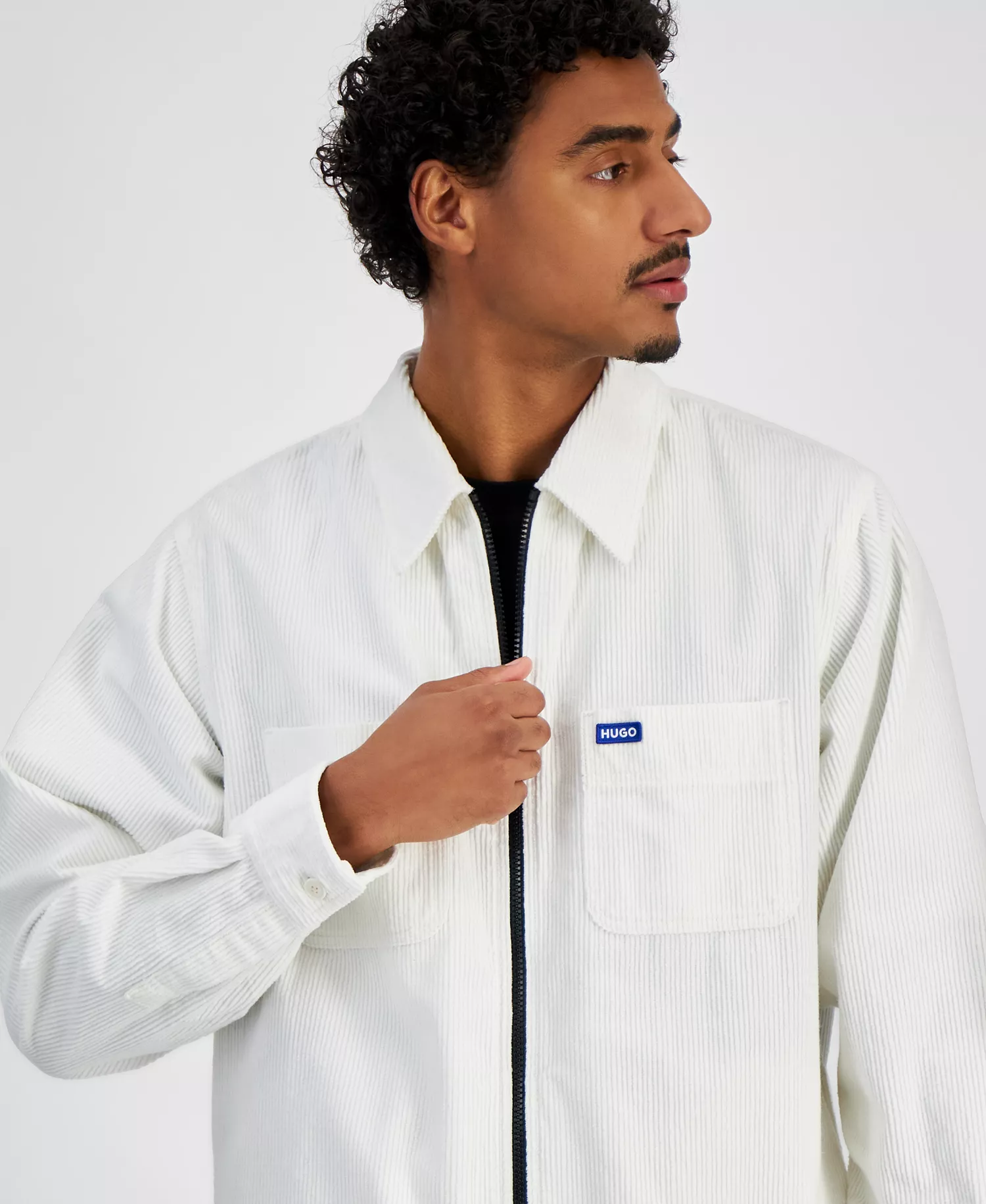 Men's Eblo Zip Front Corduroy Jacket - White - L