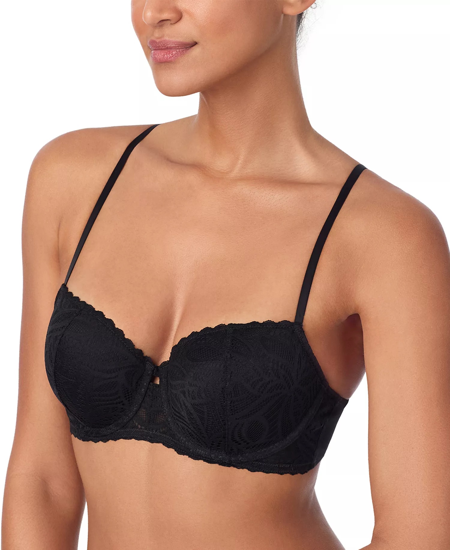 Women's Lace Deco Balconette Bra DK7555 - Black - 32 - A