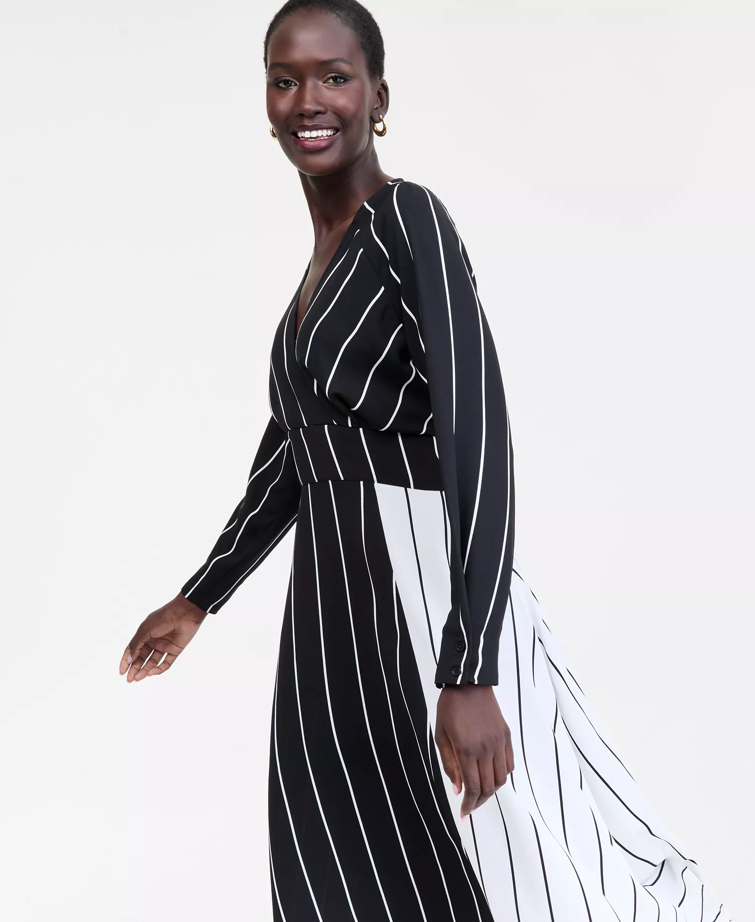 Women's Multi-Stripe Surplice-Neck Midi Dress, Macy's Exclusive - Prt Ls Surplice Maxi - M