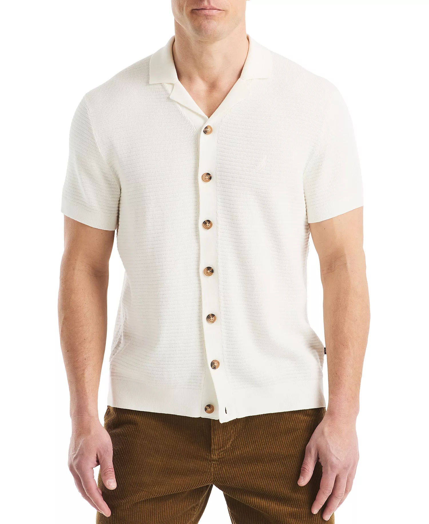 Men's Short Sleeve Button-Front Camp Sweater - Sail White - S