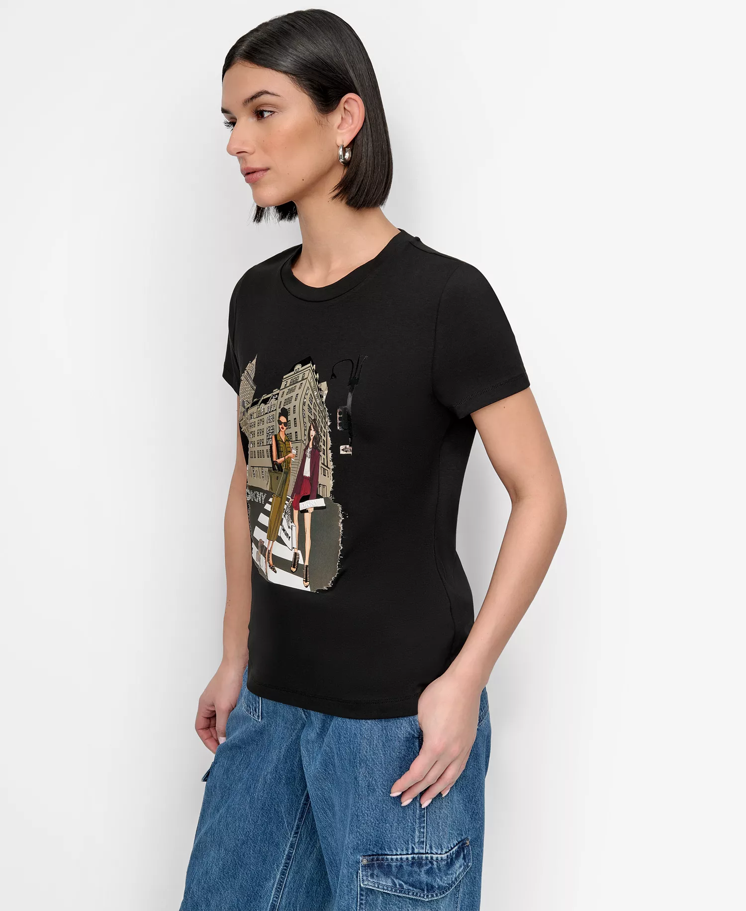 Women's Fifth Avenue Conversation Crewneck Tee - Black - L