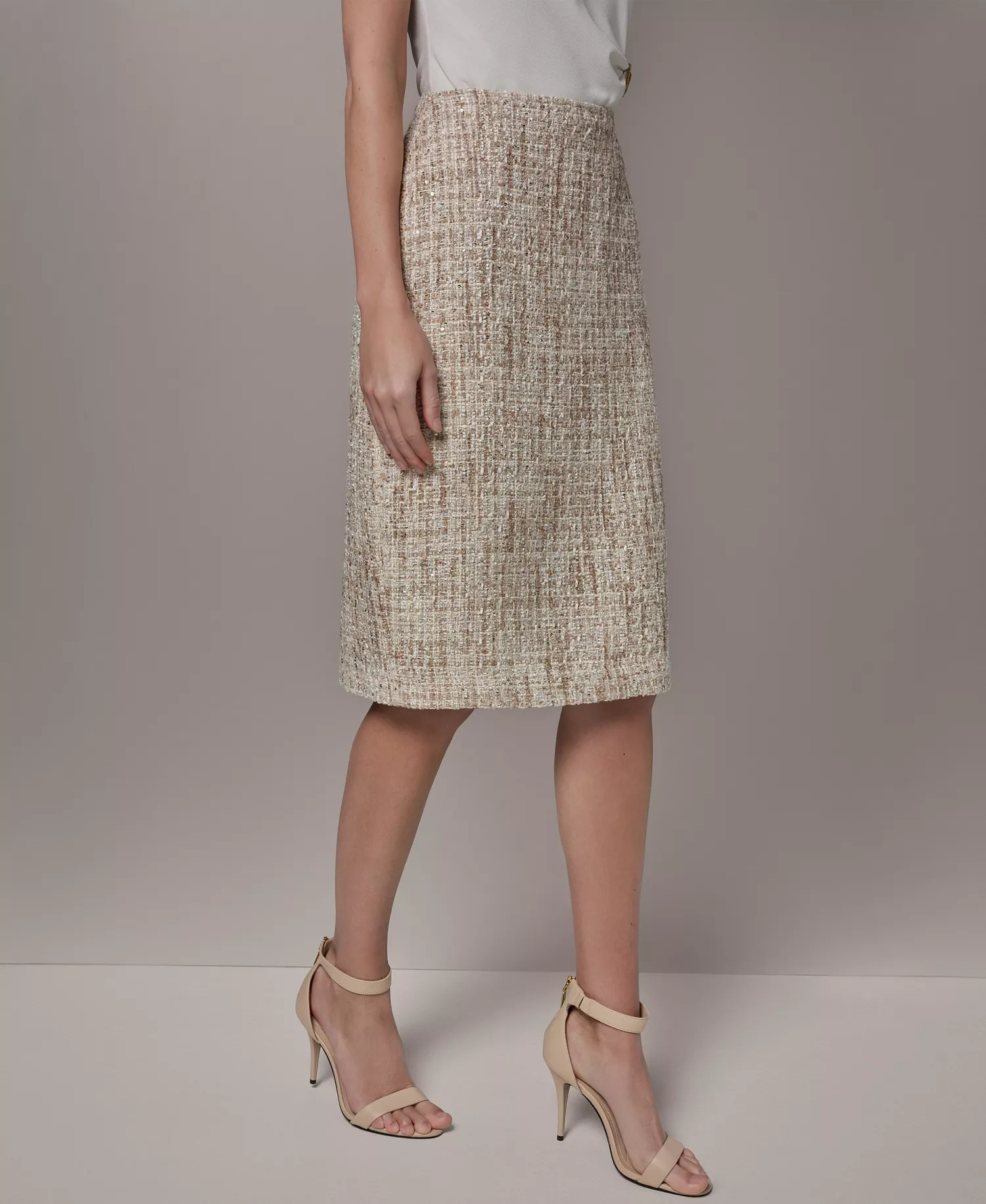 Women's Knee-Length Skirt - Dark Cream Multi - 0