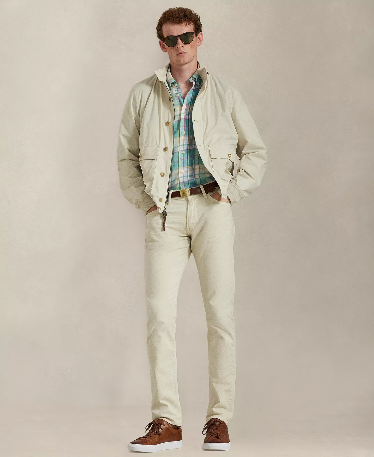 Men's Classic-Fit Collared Shirt - Green Blue White - 2XL