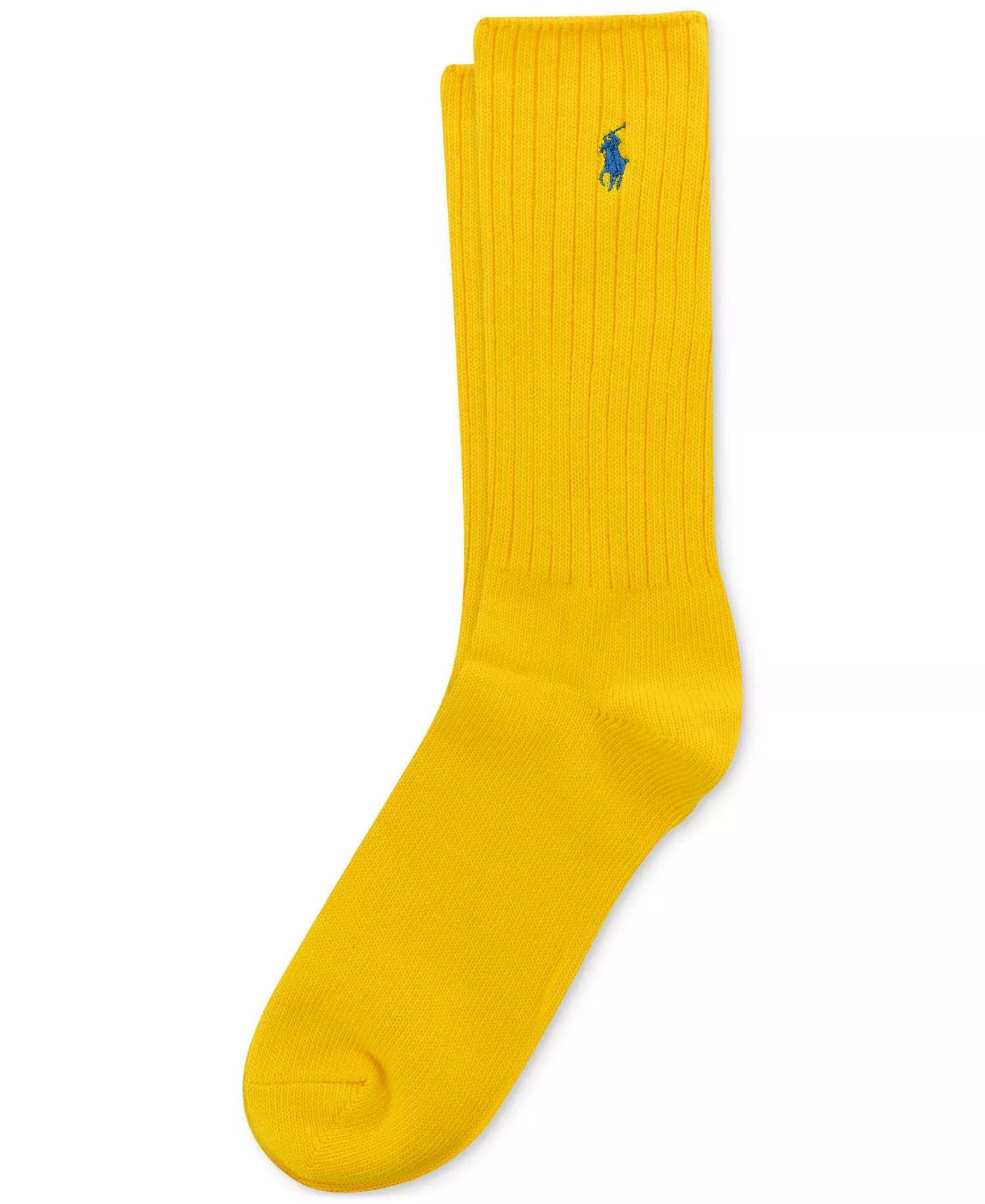 Men's Cotton Rib Crew Socks - Yellow - 10-13