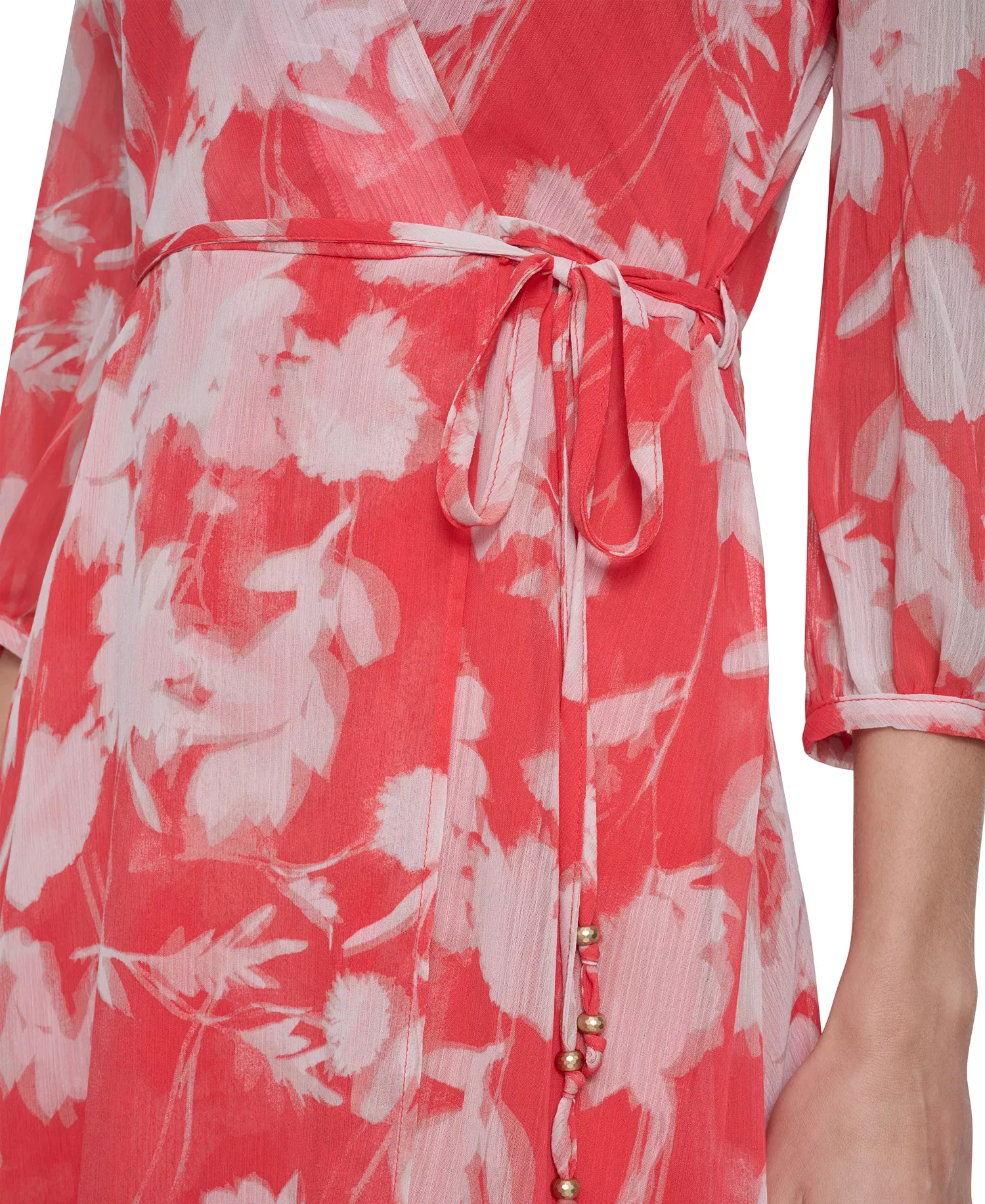 Women's 3/4-Sleeve V-Neck Midi Dress - Ginger Multi - 10