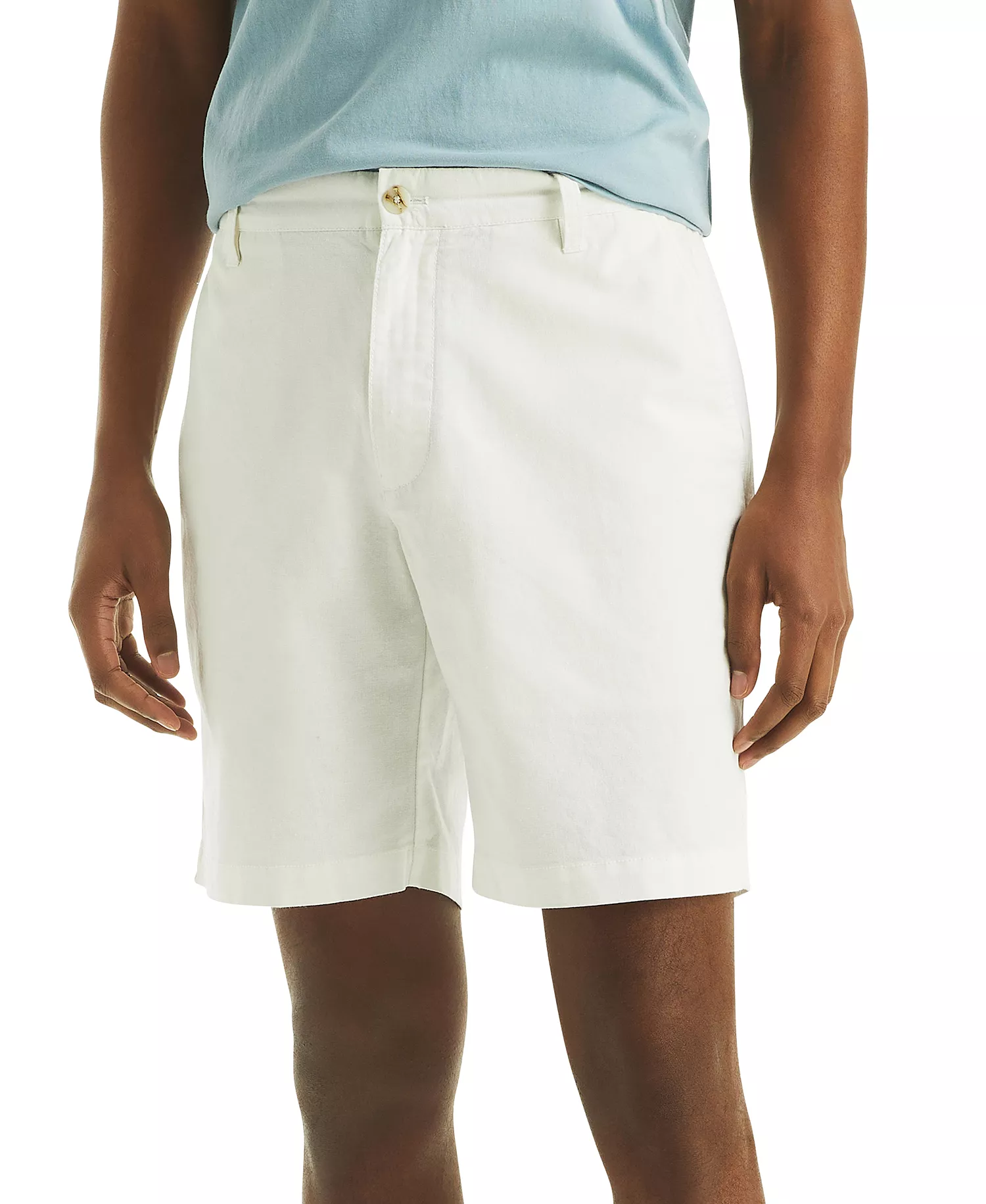 Men's Flat Front Linen-Blend 8.5" Deck Shorts - Bright White - 38