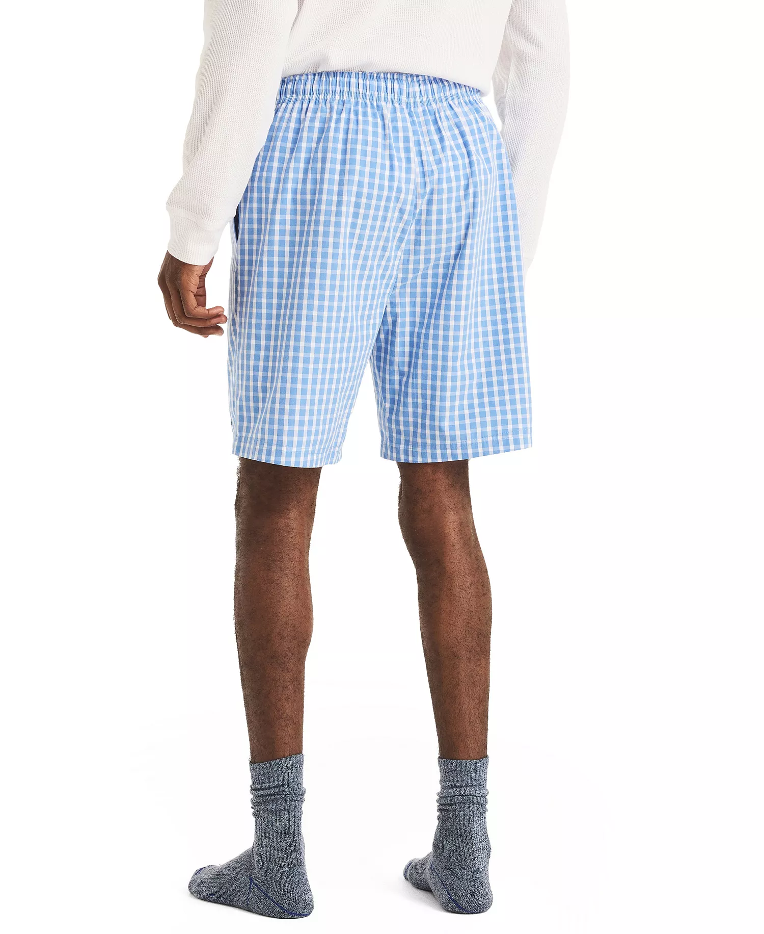 Men's Plaid Poplin Pajama Shorts - Blue Yonder - L