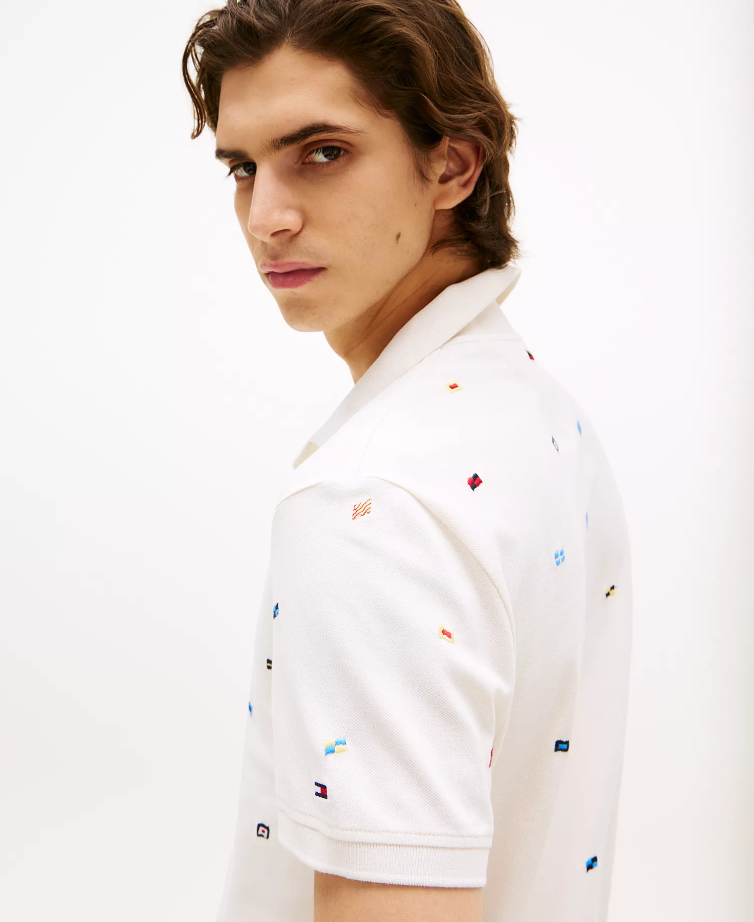 Men's Big & Tall All-Over Flag Polo Shirt - Ivory Petal - 2XLT