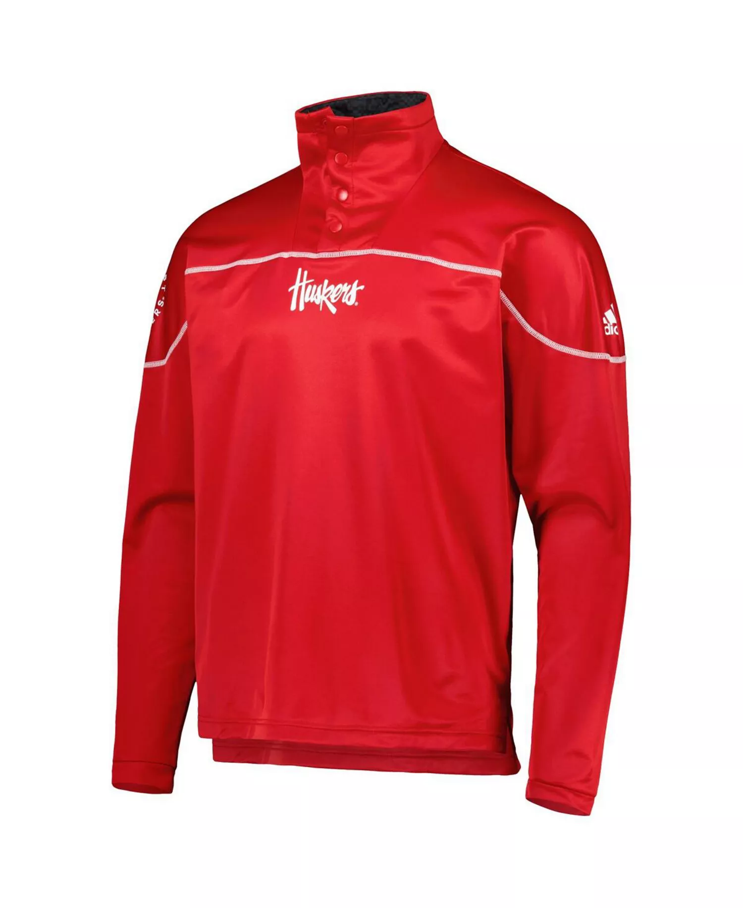 Men's Scarlet Nebraska Huskers AEROREADY Knit Quarter-Snap Jacket - Scarlet - 2XL