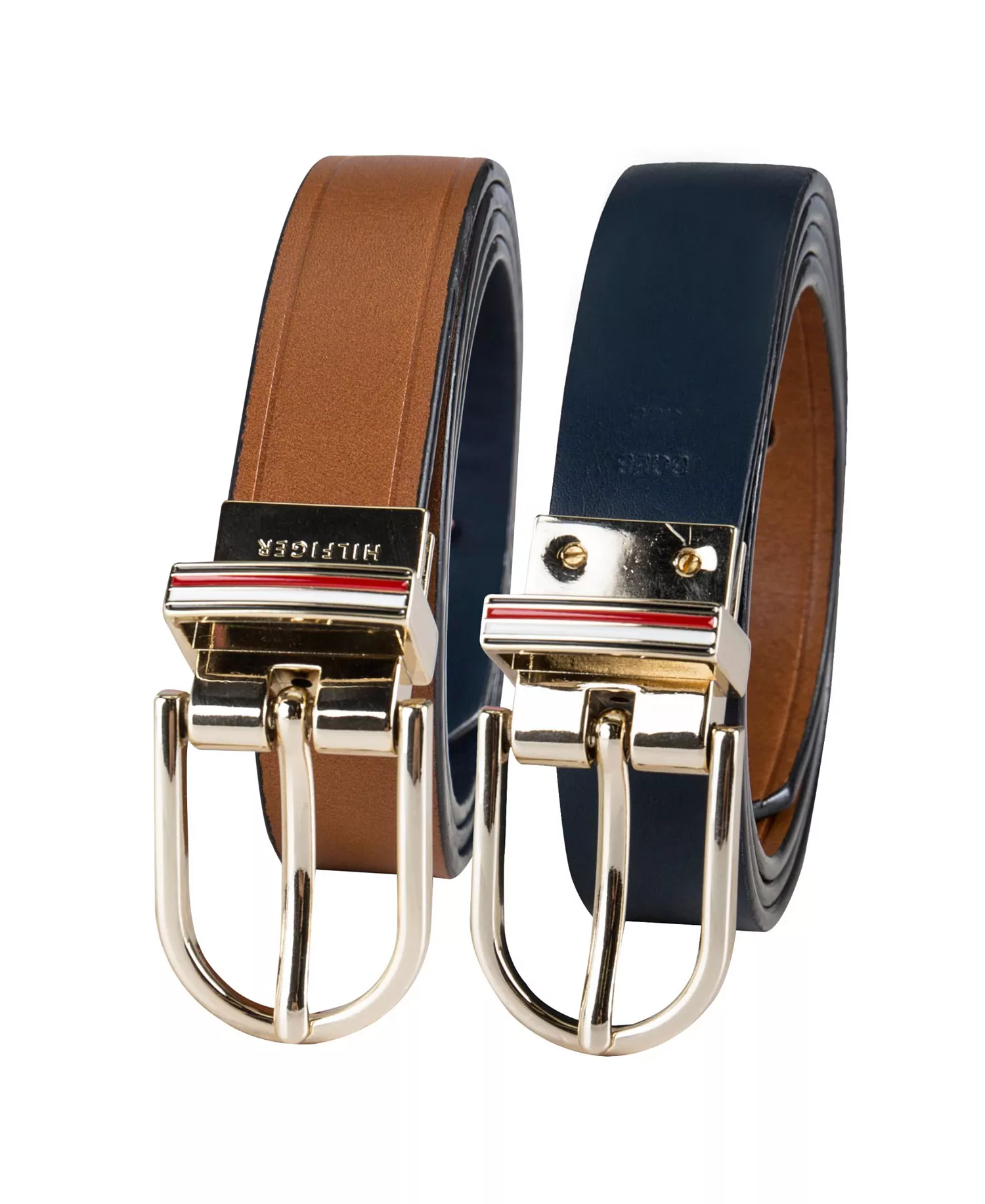 Women's Reversible Dress Casual Belt - Tan, Navy - Large