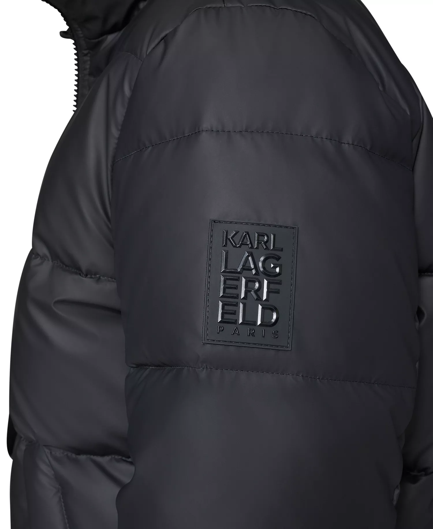 Men's Sherpa Lined Stand Collar Puffer Jacket - Black - L
