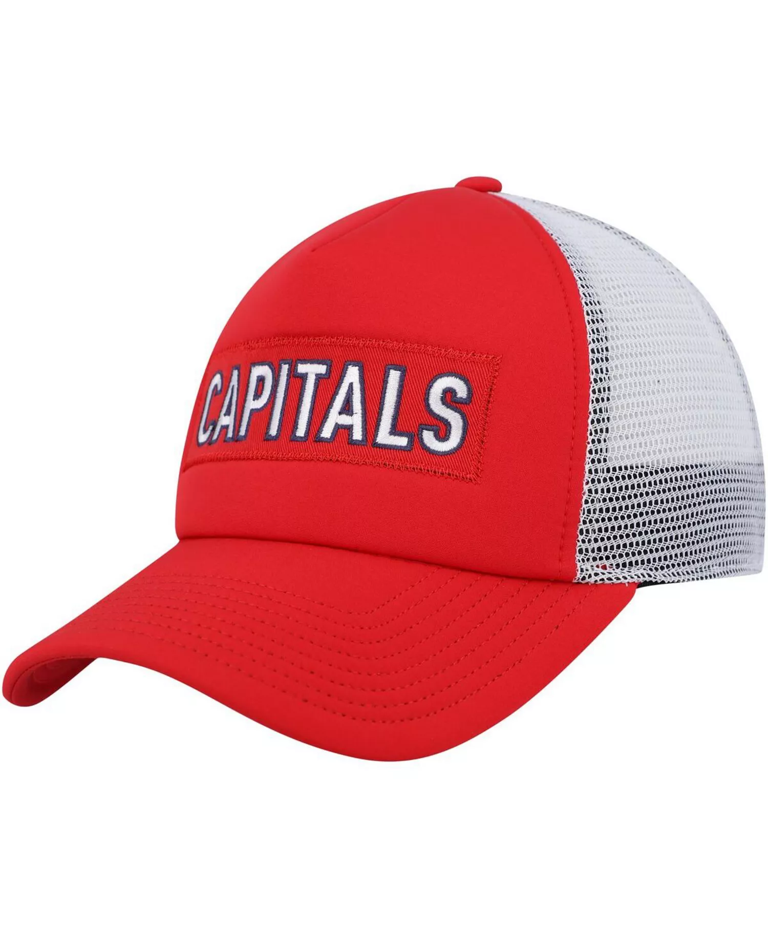 Men's Red, White Washington Capitals Team Plate Trucker Snapback Hat - Red, White - One Size Fits All