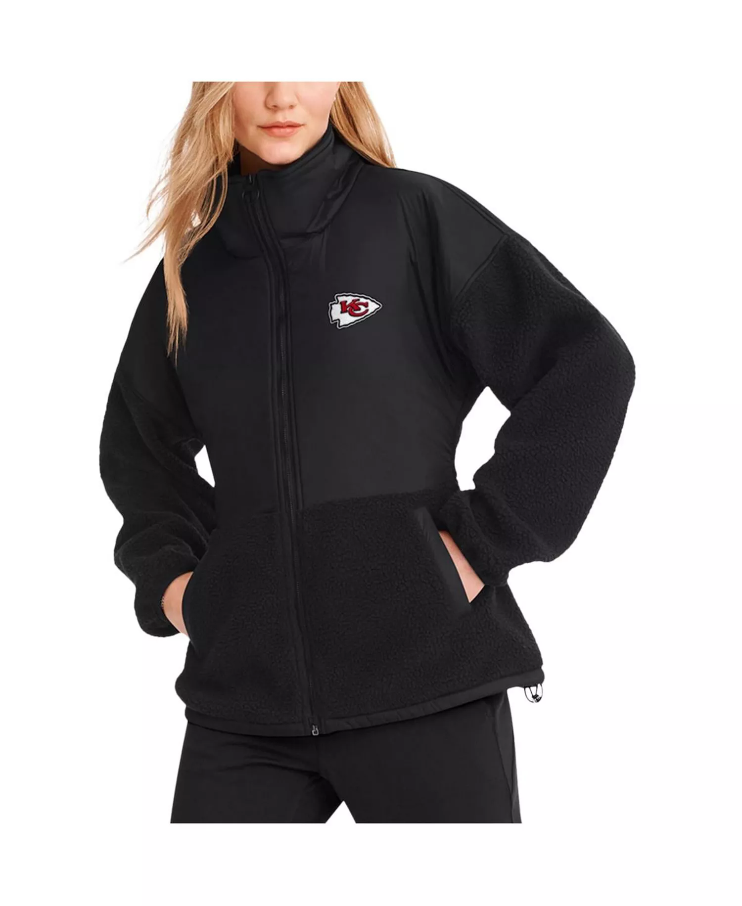 Women's Black Kansas City Chiefs Drew Mixed Media Full-Zip Jacket - Black - L