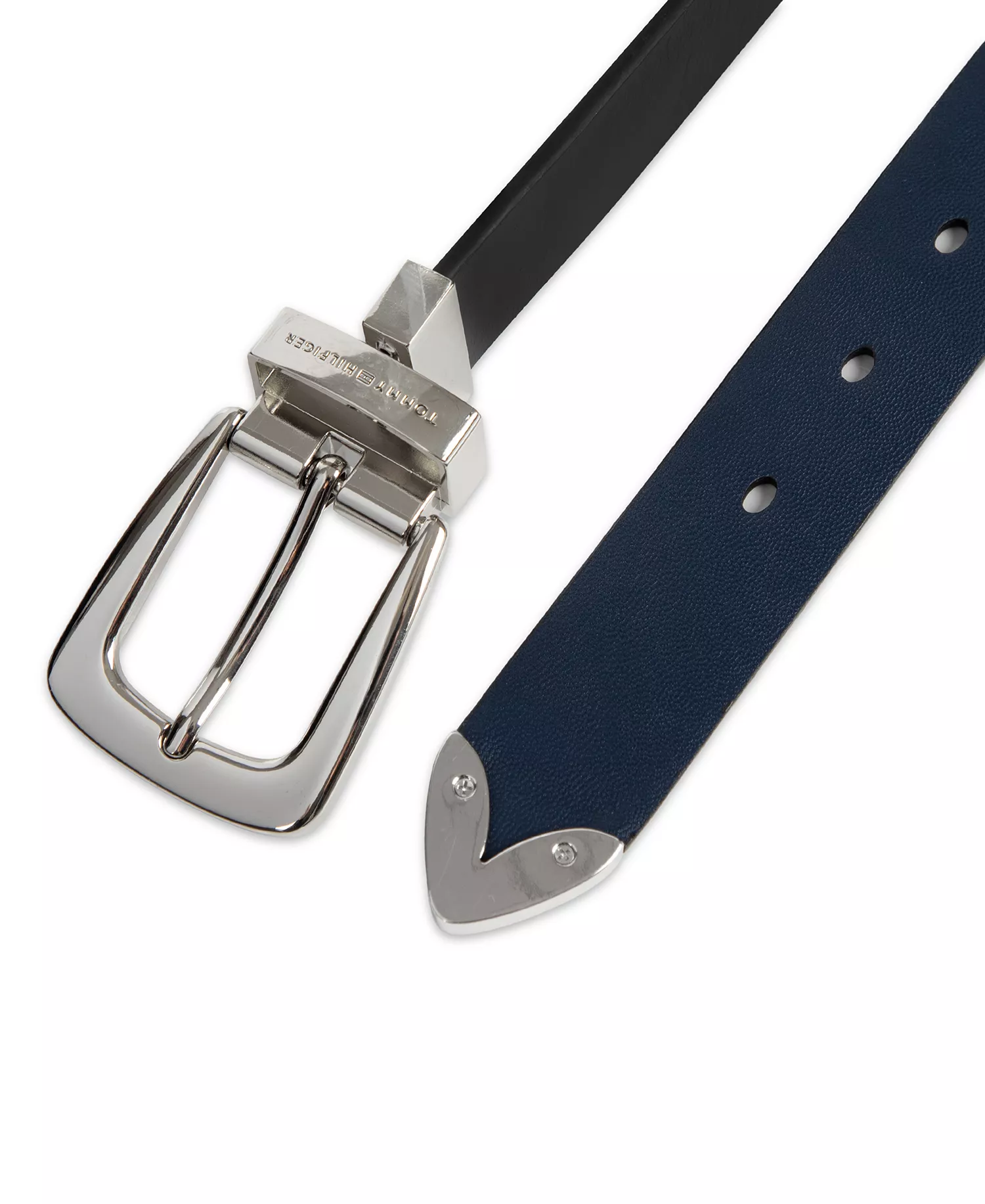 Women's 2-In-1 Reversible Modern Casual Western Leather Belt - Black/Navy - L