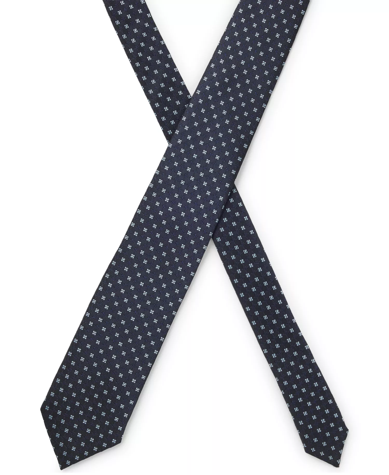 Men's Silk-Blend Jacquard Pattern Tie - Dark Blue - ONE SIZE