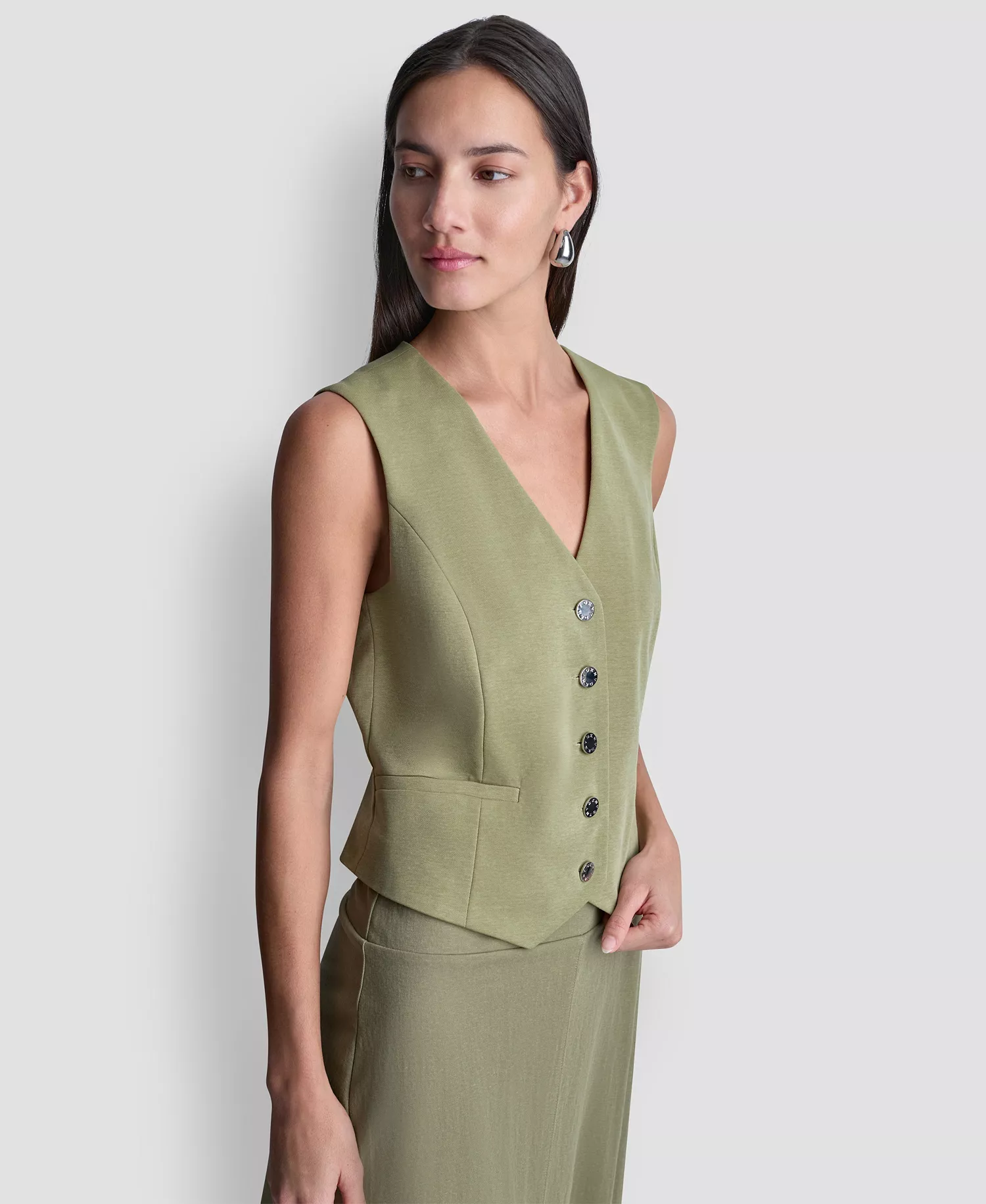 Women's Sleeveless V-Neck Arid Pique Vest - Light Fatigue - L