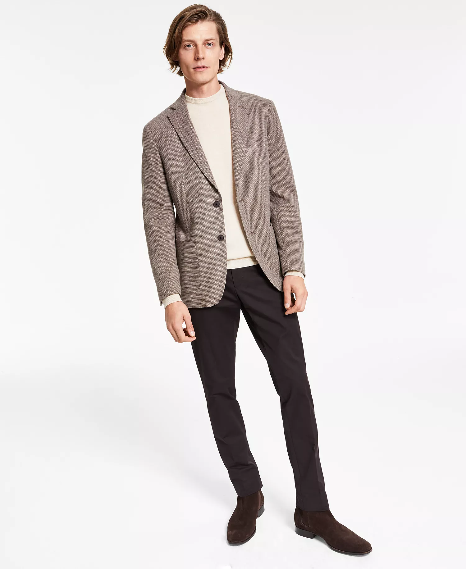 Men’s Slim-Fit Wool Textured Sport Coat - Brown - 36R