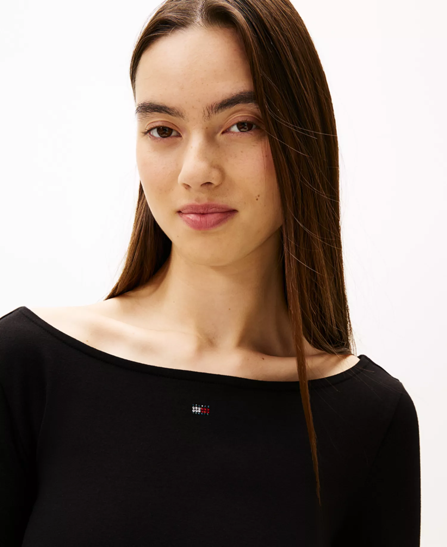 Women's Bling Flag Logo Long-Sleeve Mini Dress - Black - L