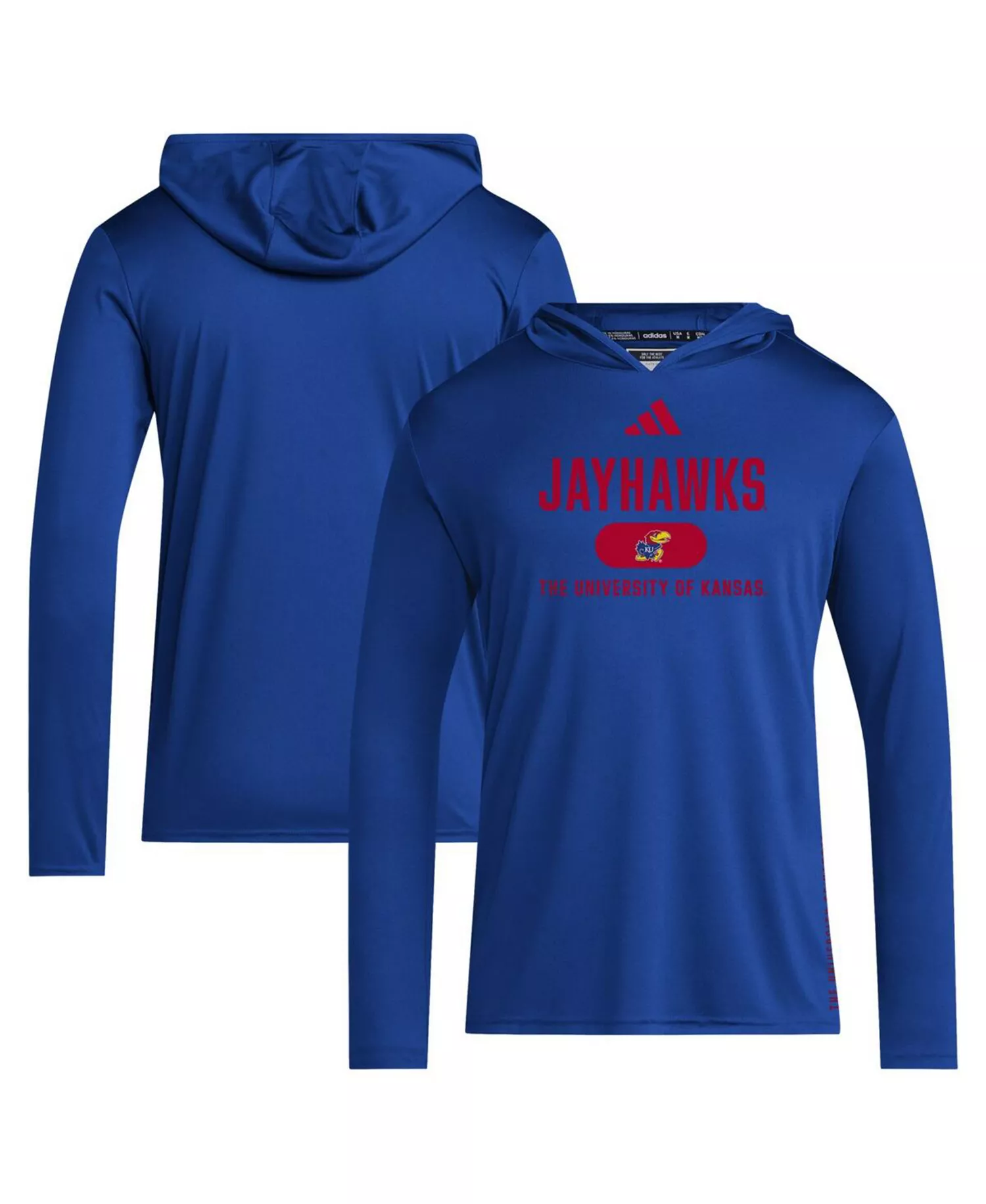 Men's Royal Kansas Jayhawks 2024 Sideline Hooded Long Sleeve T-Shirt - Royal - L