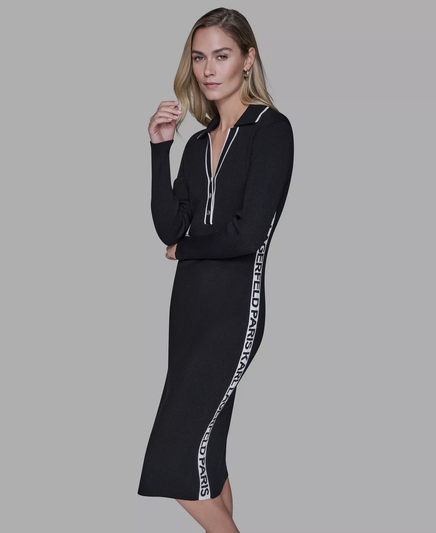 Women's Logo Tape Sweater Dress - Black - L