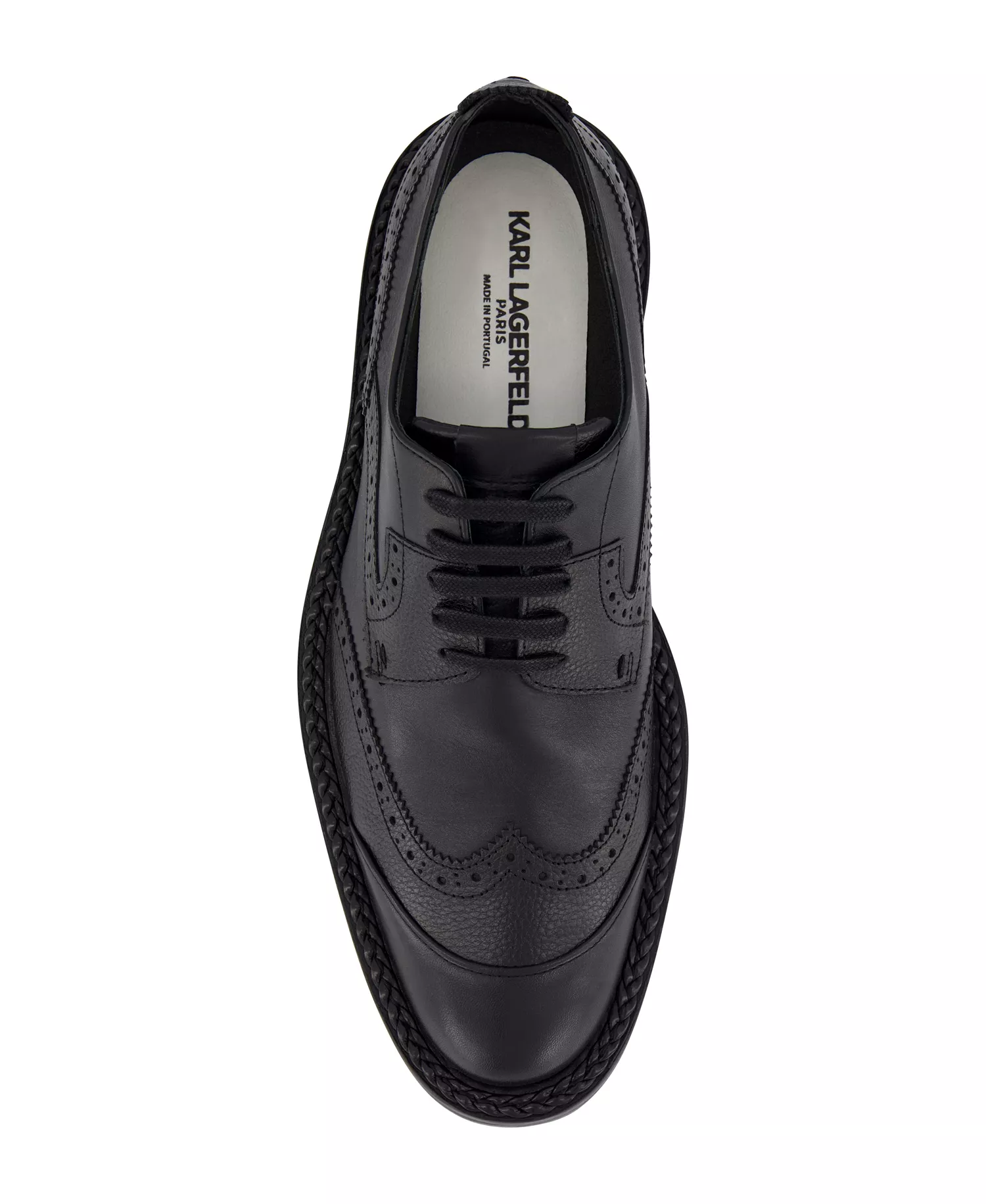 Men's White Label Leather Wingtip Dress Shoes - Black - 10
