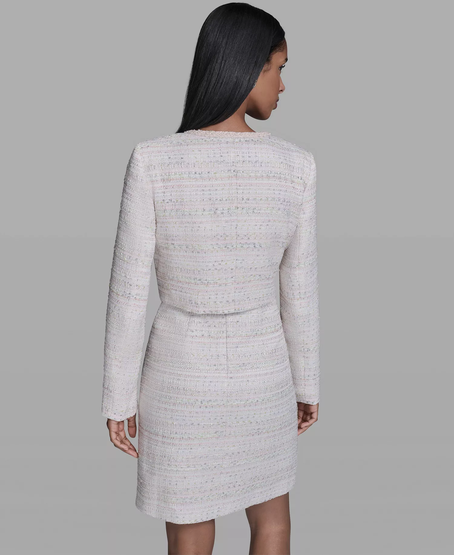 Women's Metallic Tweed Button-Front Jacket Dress - Soft White Multi - 0
