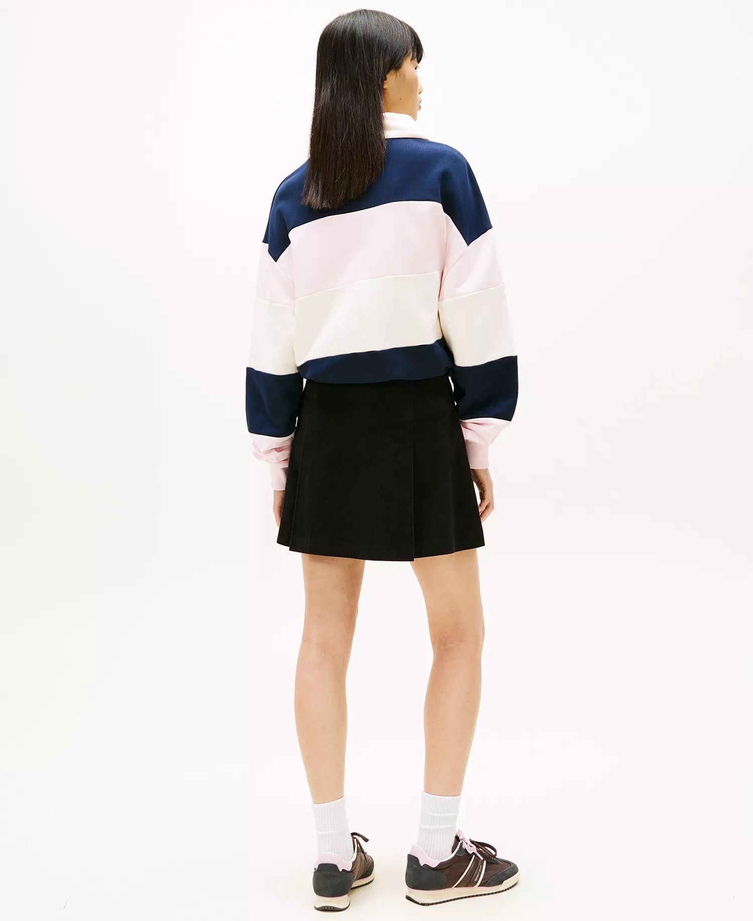 Women's Corduroy Pleated Mini Skirt - Black - L