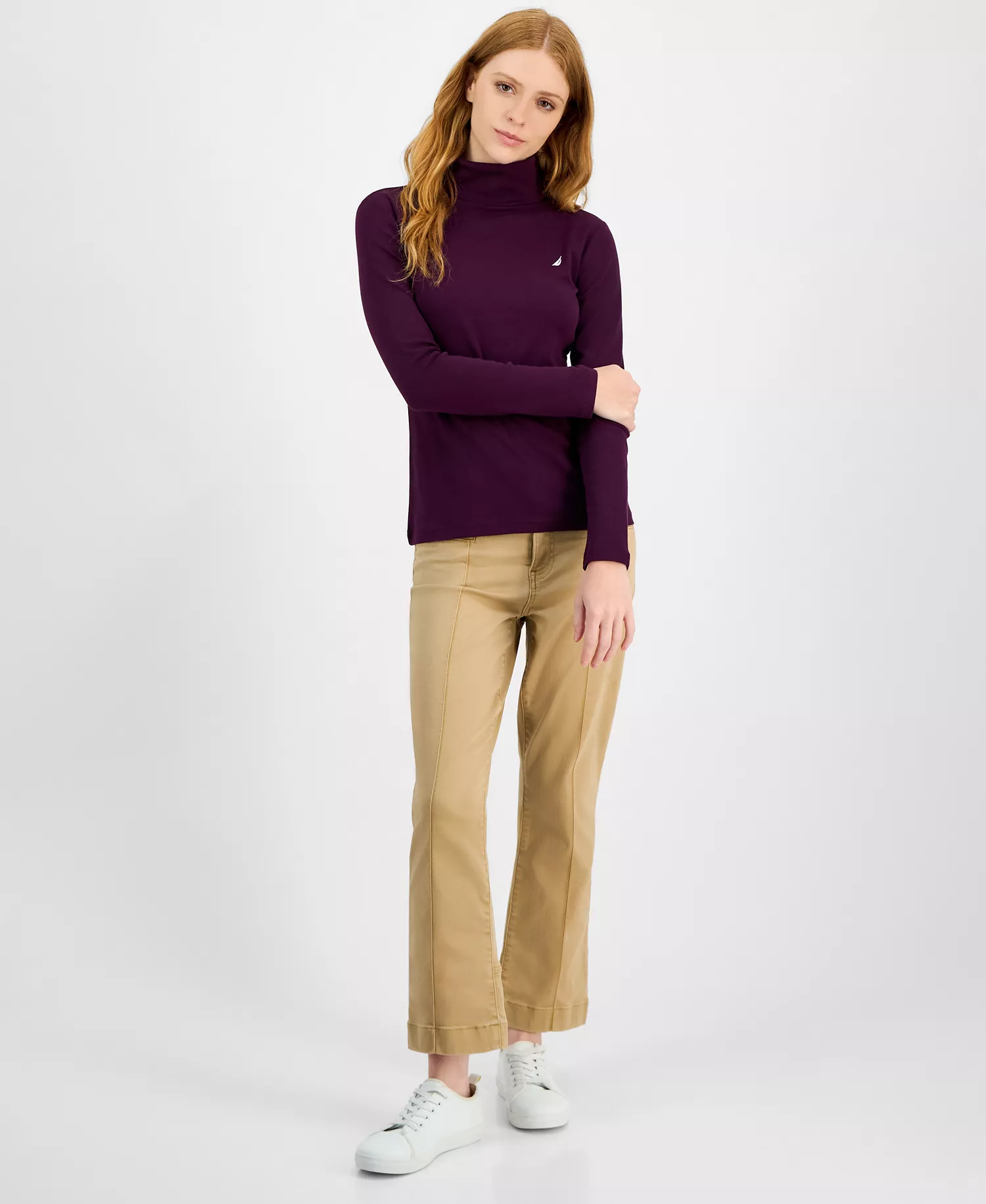 Jeans Women's Cotton Turtleneck Long-Sleeve T-Shirt, Online Only  - Aubergine - L