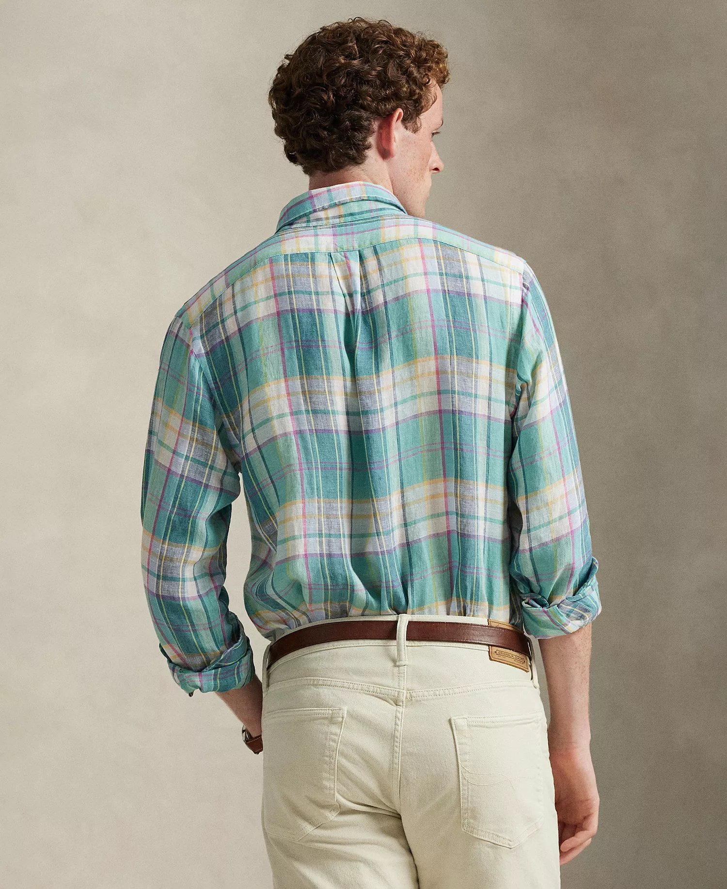 Men's Classic-Fit Collared Shirt - Green Blue White - 2XL