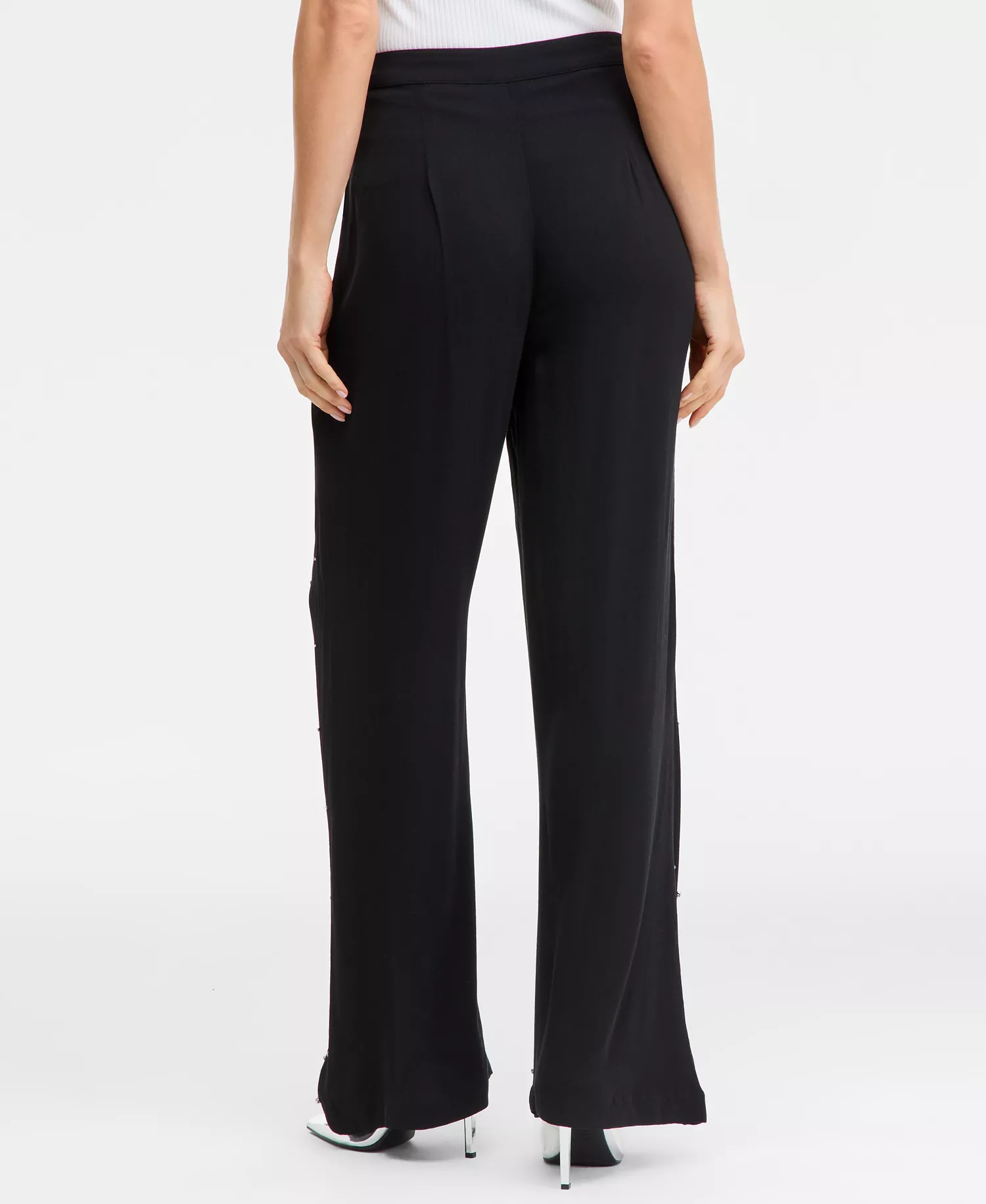 Women's High-Rise Embellished Pants, Macy's Exclusive - Deep Black - 0