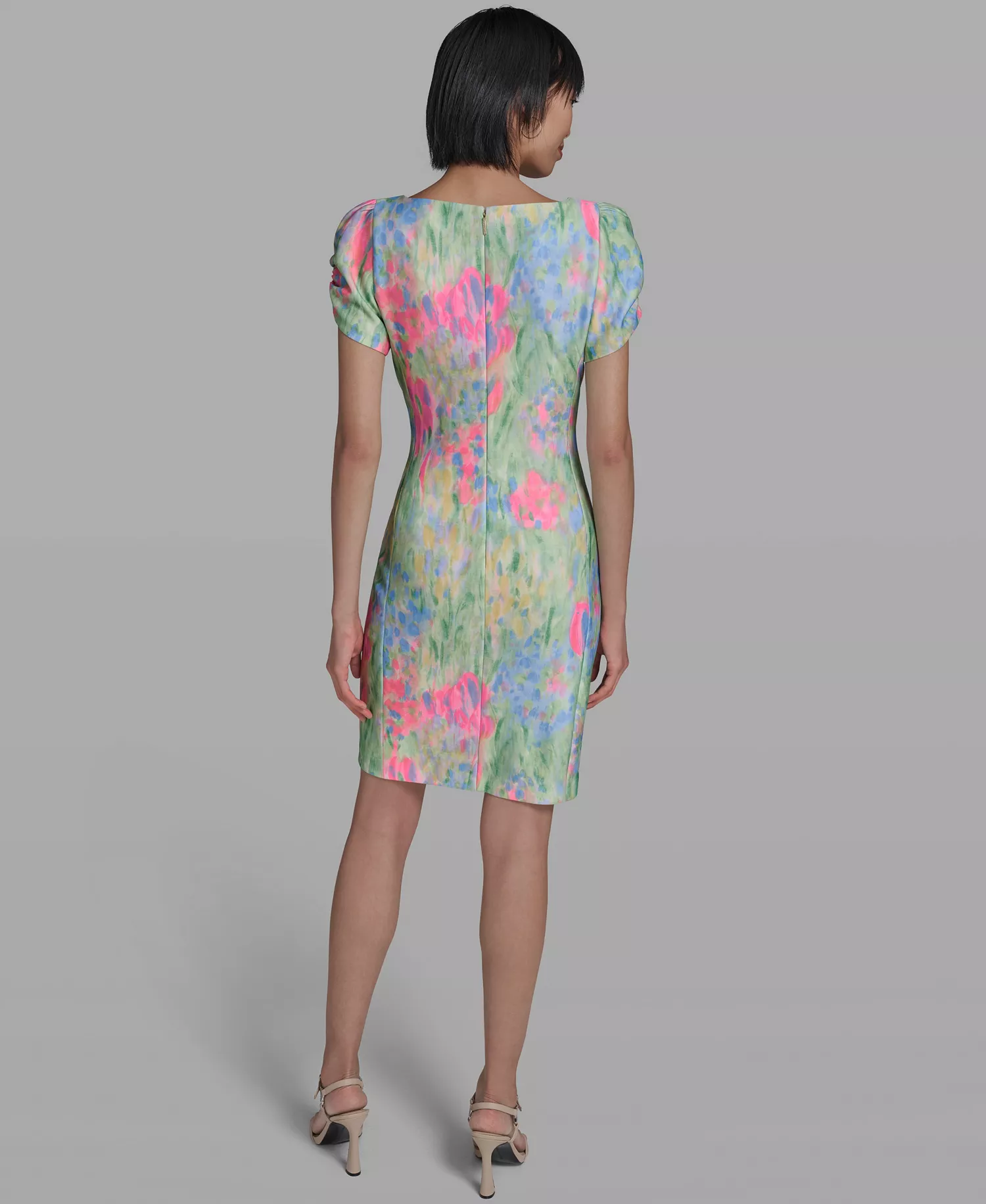Women's Printed Boat Neck Sheath Dress - Pink Sherbet/Tea Green Multi - 0