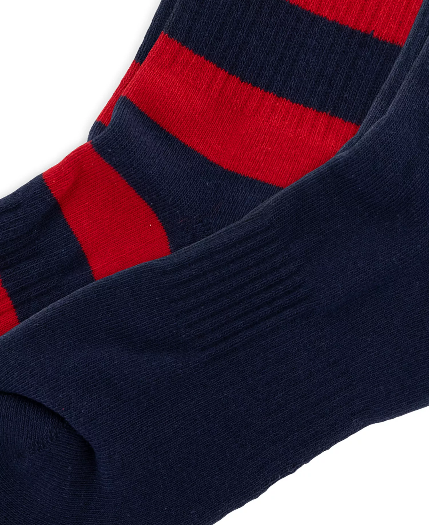 Men's Denim Bear and Stripe Crew Socks, 2-Pack - Navy/Red - 10-13