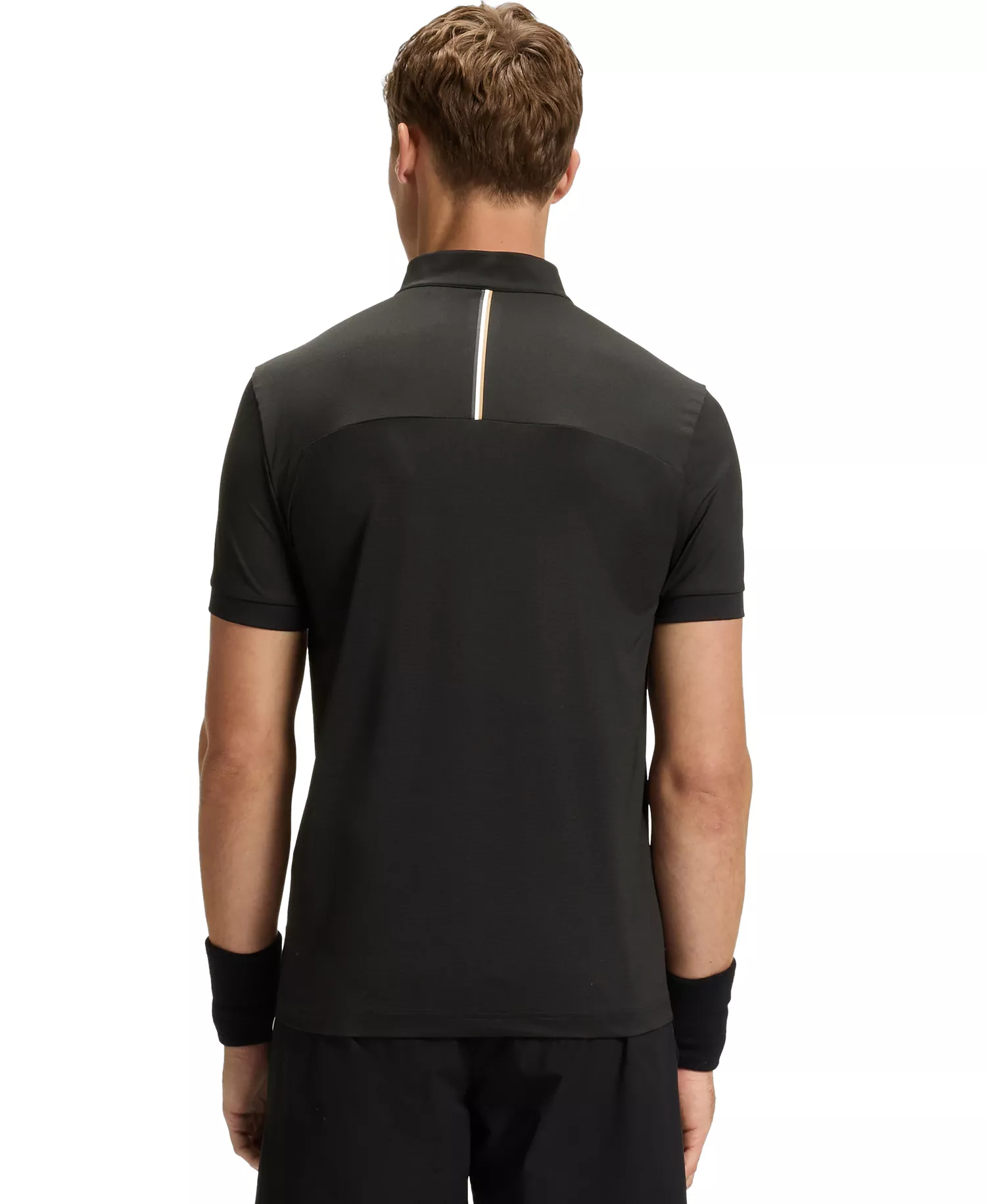 Men's Stretch-Mesh Jersey Zip-Neck T-Shirt - Black - L