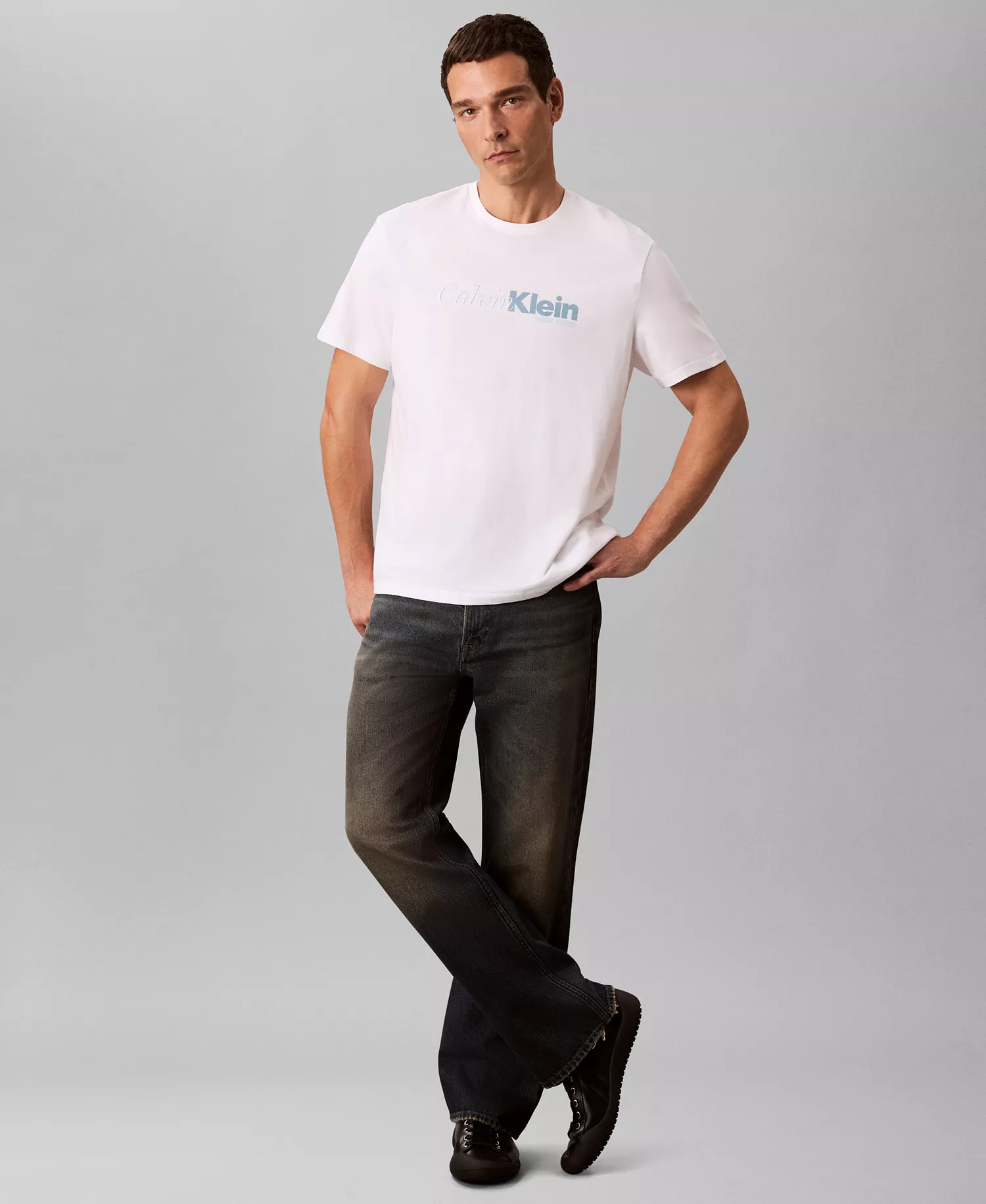 Men's Cursive Graphic Short-Sleeve T-Shirt - Brilliant White - 2XL