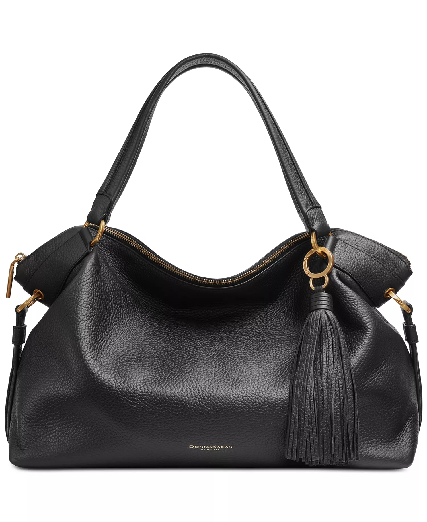 Glenwood Top Handle Leather Satchel with Tassel Detail - Blk/gold - NO SIZE