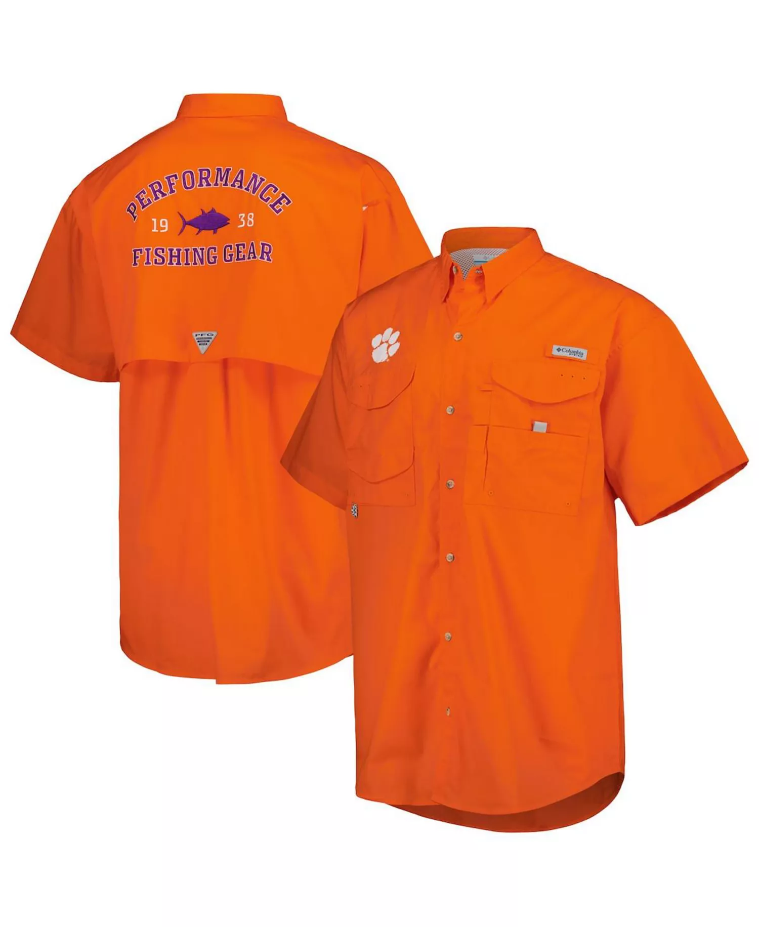 Men's Orange Clemson Tigers Bonehead Button-Up Shirt - Orange - 2XL