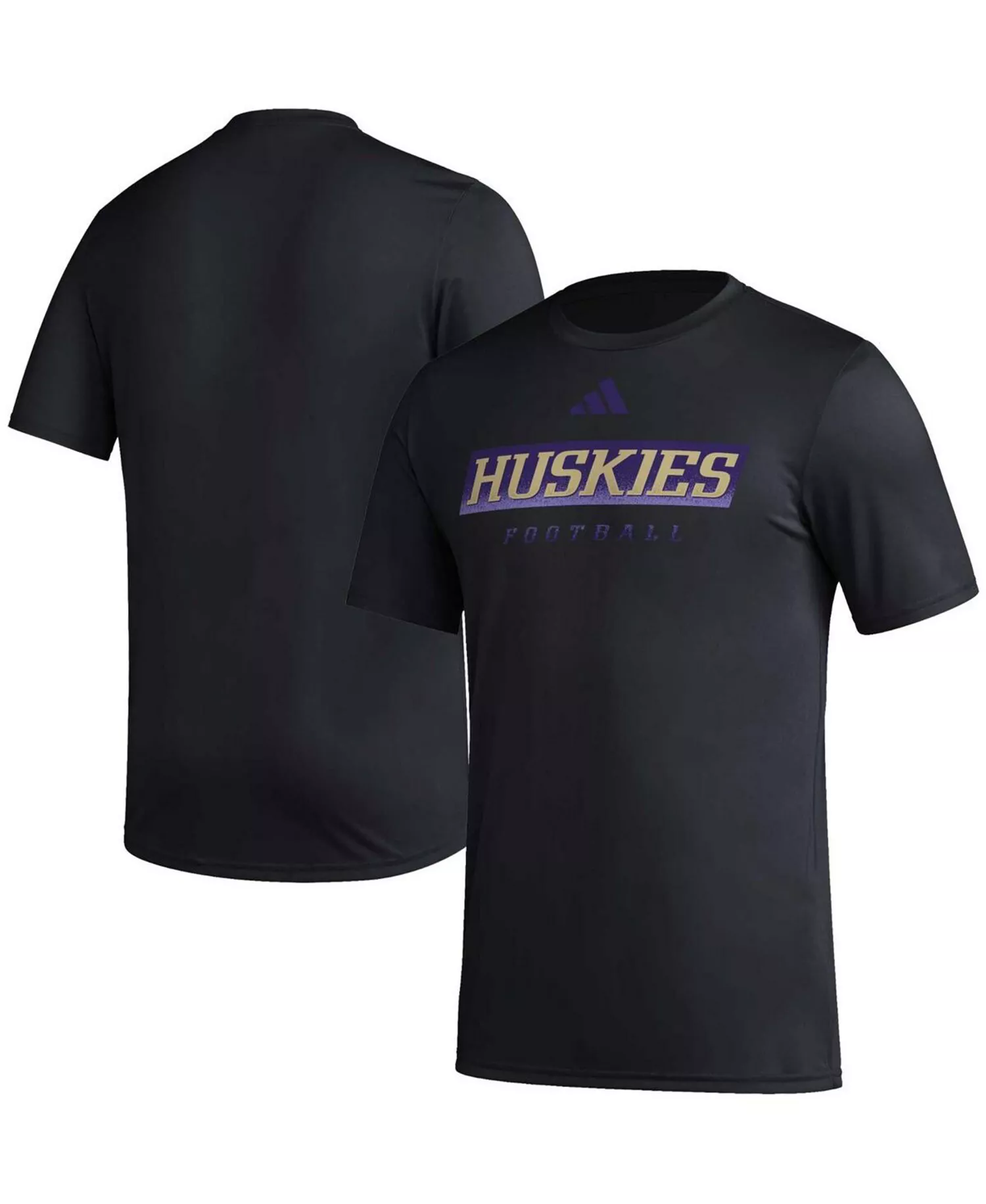 Men's Black Washington Huskies Football Practice AEROREADY Pregame T-shirt - Black - L