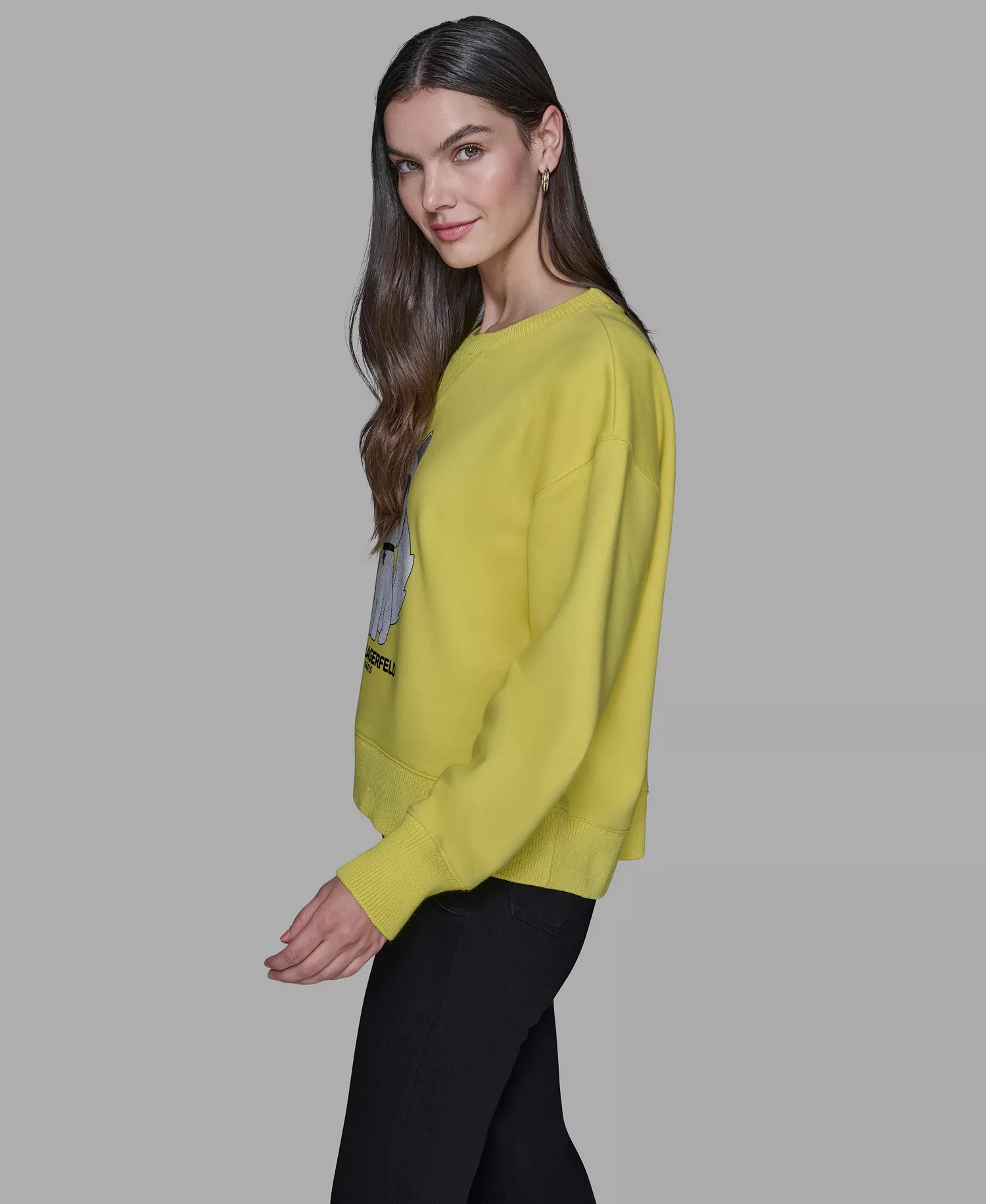 Women's Emoji Choupette Print Sweater - Lime - L