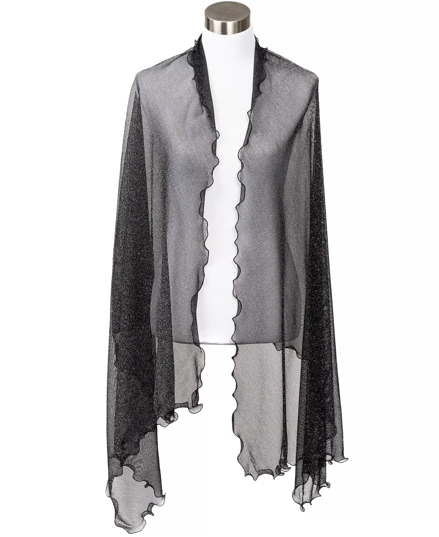 Ruffle-Edge Metallic Evening Wrap, Created for Macy's - Black - ONE SIZE